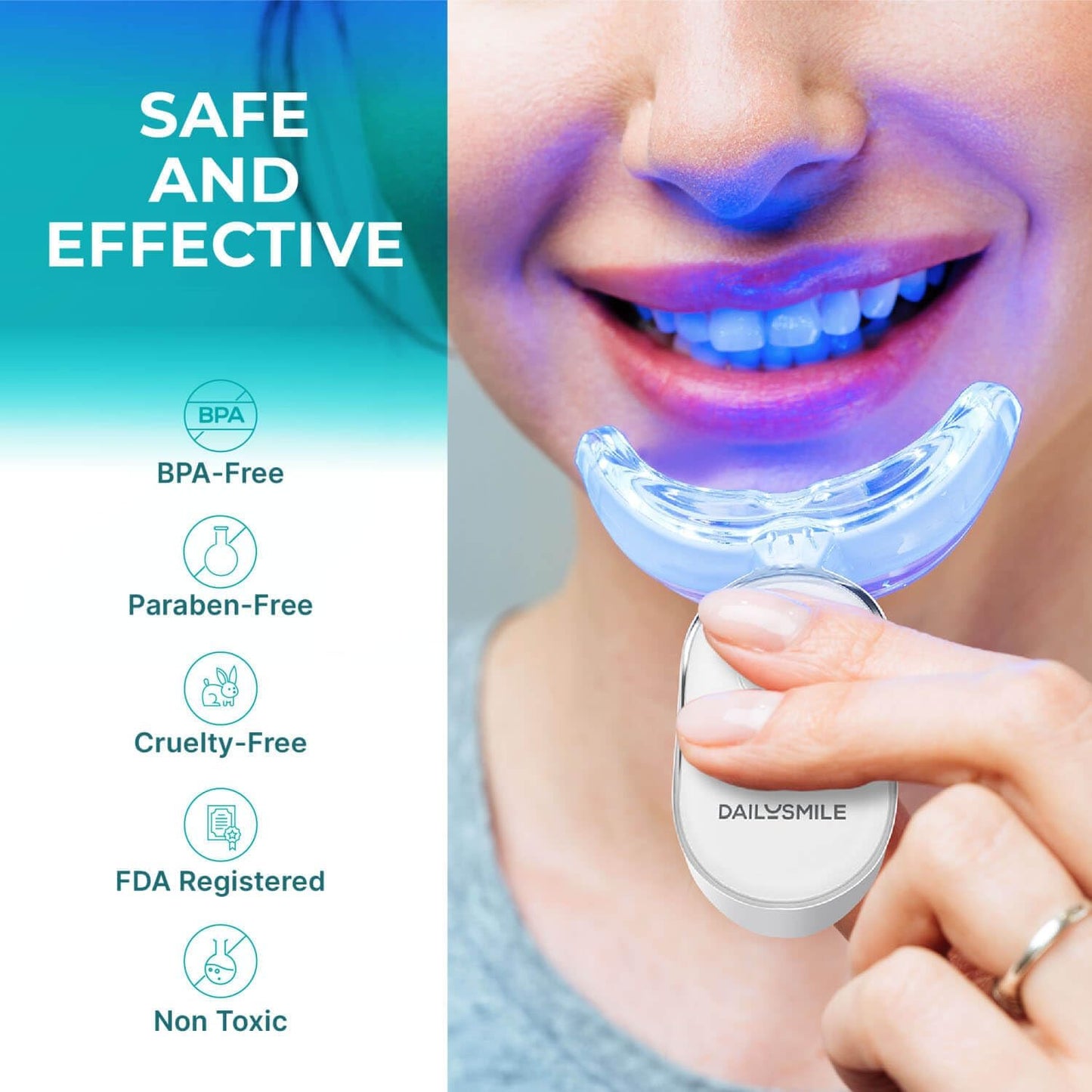 Teeth Whitening Kit with LED - Formulated for Sensitive Teeth, Hands-Free, Waterproof LED Light and 4 Gel Pens, Instant Results