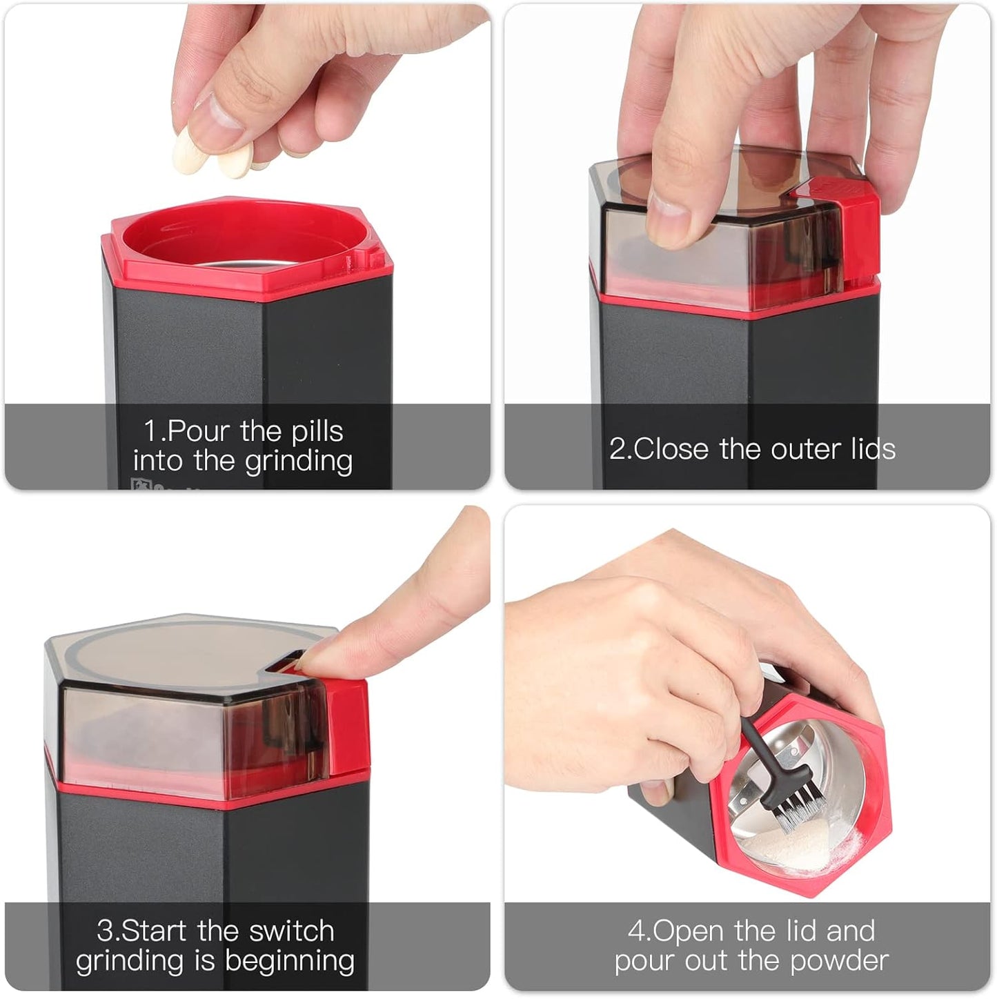 COOL KNIGHT Electric Pill Crusher, Suitable for Grind and Pulverize Multiple Pills, Small or Large Medication and Vitamin Tablets to Fine Powder