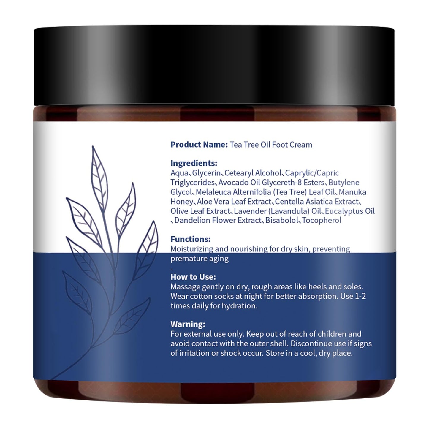 Tea Tree Oil Foot Cream Unscented with Eucalyptus Oil, Manuka Honey Natural for Feet Balm Moisturizing Instantly Hydrates & Soothes Irritated Skin & Athletes Foot Repair & Callus Remover 7 Oz