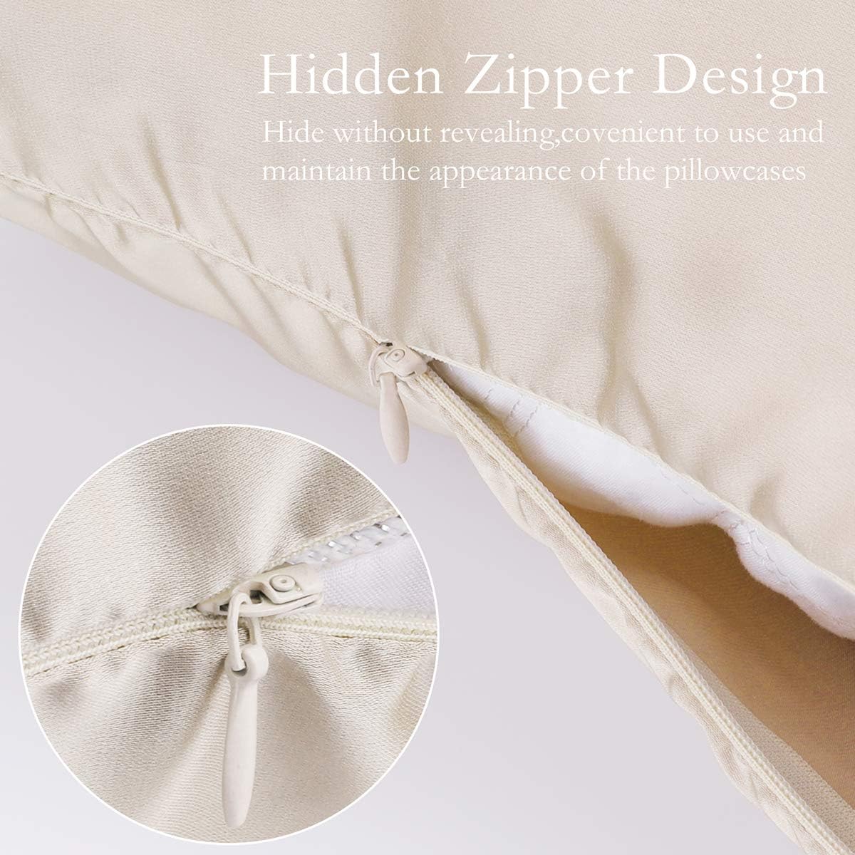 Silk Pillowcase for Hair and Skin 2 Pack 100% Mulberry Silk Bed Pillowcase Hypoallergenic Soft Breathable Both Sides Silk Pillow Case with Hidden Zipper, King Size Pillow Cases (Buff Beige)