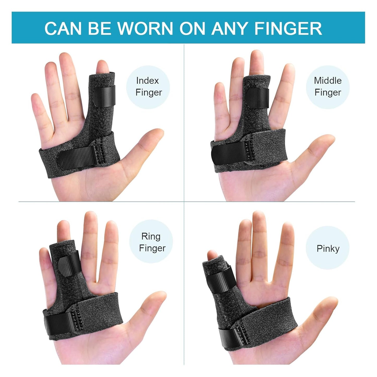 Sumifun Finger Brace, Trigger Finger Splint for Index Middle Ring Pinky Finger Arthritis Pain, Tendon Injury, Broken Mallet Finger Stabilizer Supports for Dislocated Knuckle Immobilizer Wrap,Black