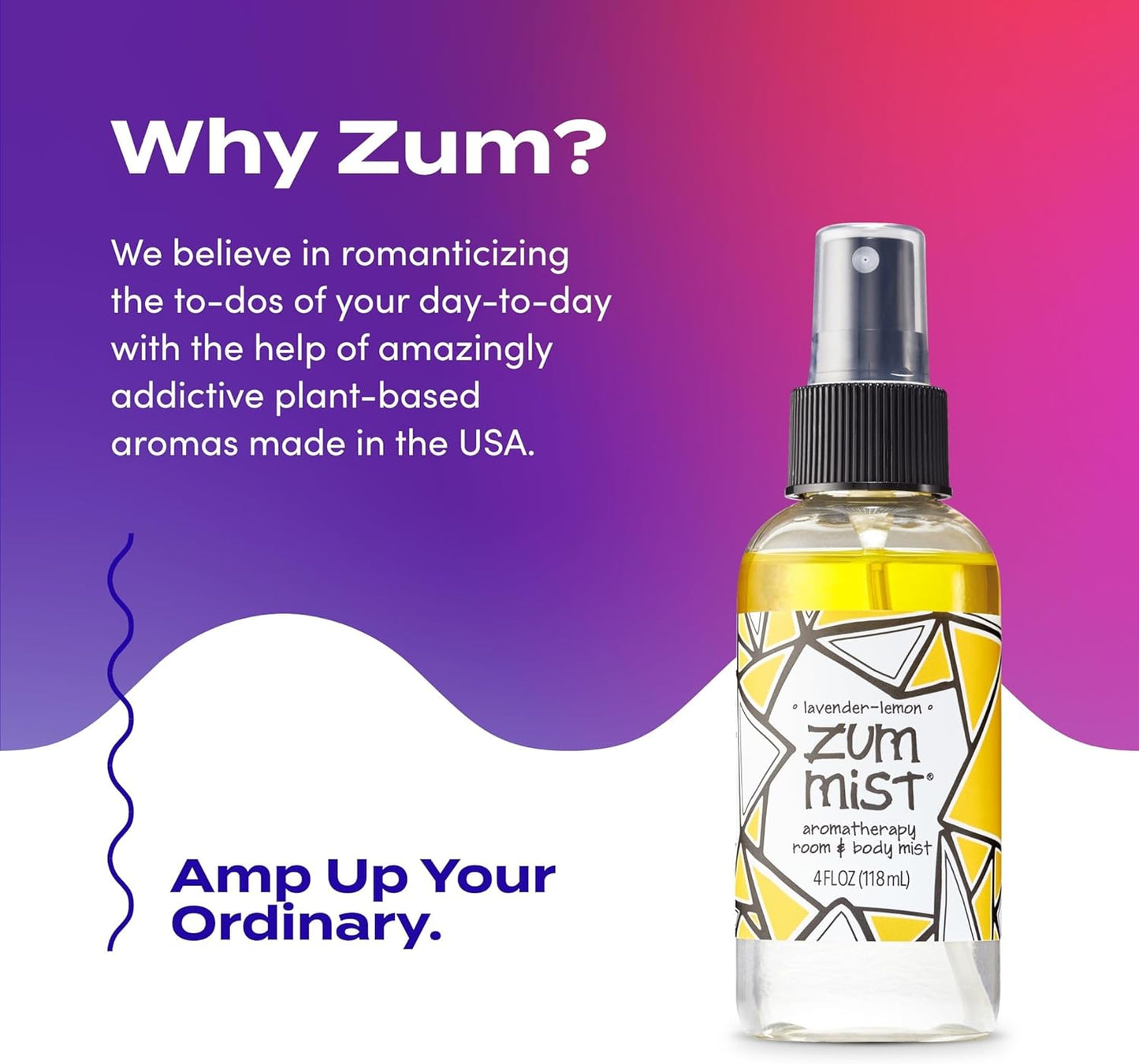 Indigo Wild Zum Mist Room & Body Spray - Aromatherapy Essential Oil Spray - Natural Body Mist & Room Spray - Lavender-Lemon Scent - 4 fl oz