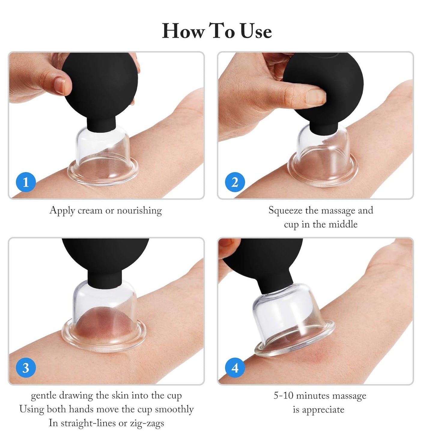 Nuanchu Facial Cupping Cup Black Glass Face Cup Silicone Cupping Massage Vacuum Suction Mug for Body Face Leg Arm Back Shoulder Muscle and Joint Pain(1.5 Inch Diameter)