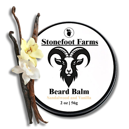 Beard Balm - Sandalwood and Vanilla - Beard Wax with Natural Oils & Butters - Leave in Conditioner and Beard Straightener for Men - Softens & Nourishes Beard and Mustache, Reduces Frizz, Shapes Beard - Made in USA
