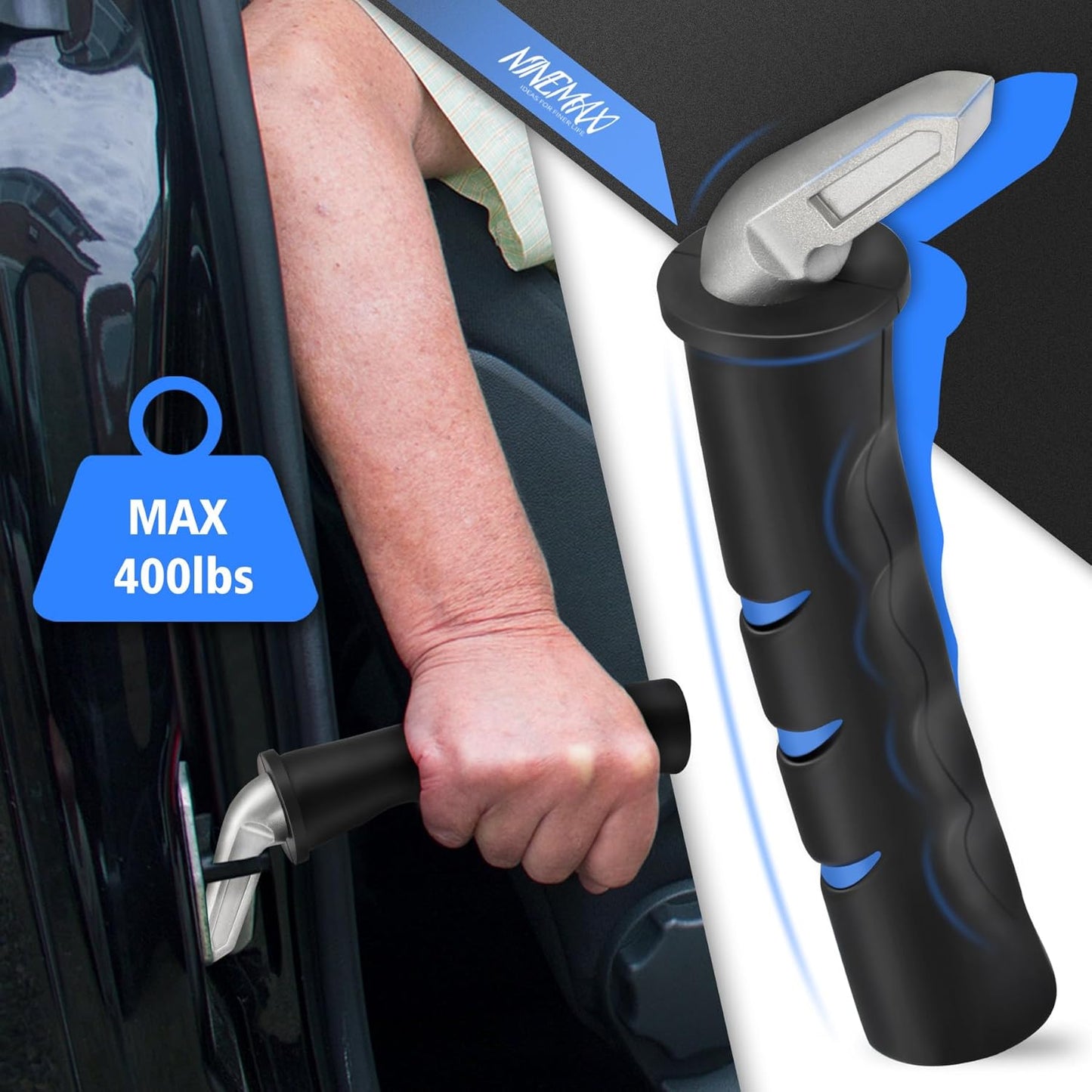 NINEMAX Car Door Handle for Elderly Car Handle Assist Support, Auto Grab Handles, Portable Car Door Cane for Seniors, Handicap (2 pcs)