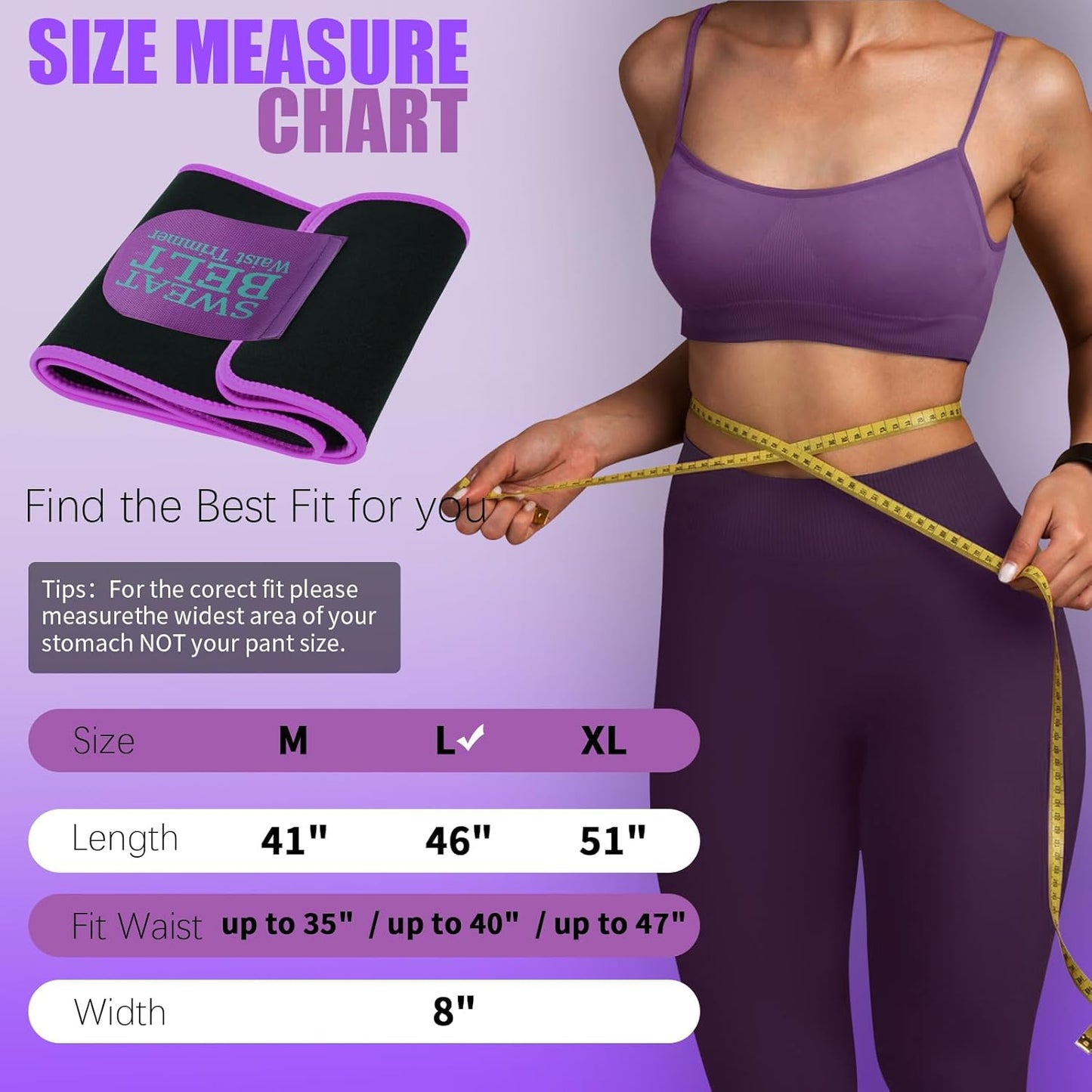 LKV Sweat Waist Trainer for Women Belly Fat Neoprene Waist Trimmer for Women Workout