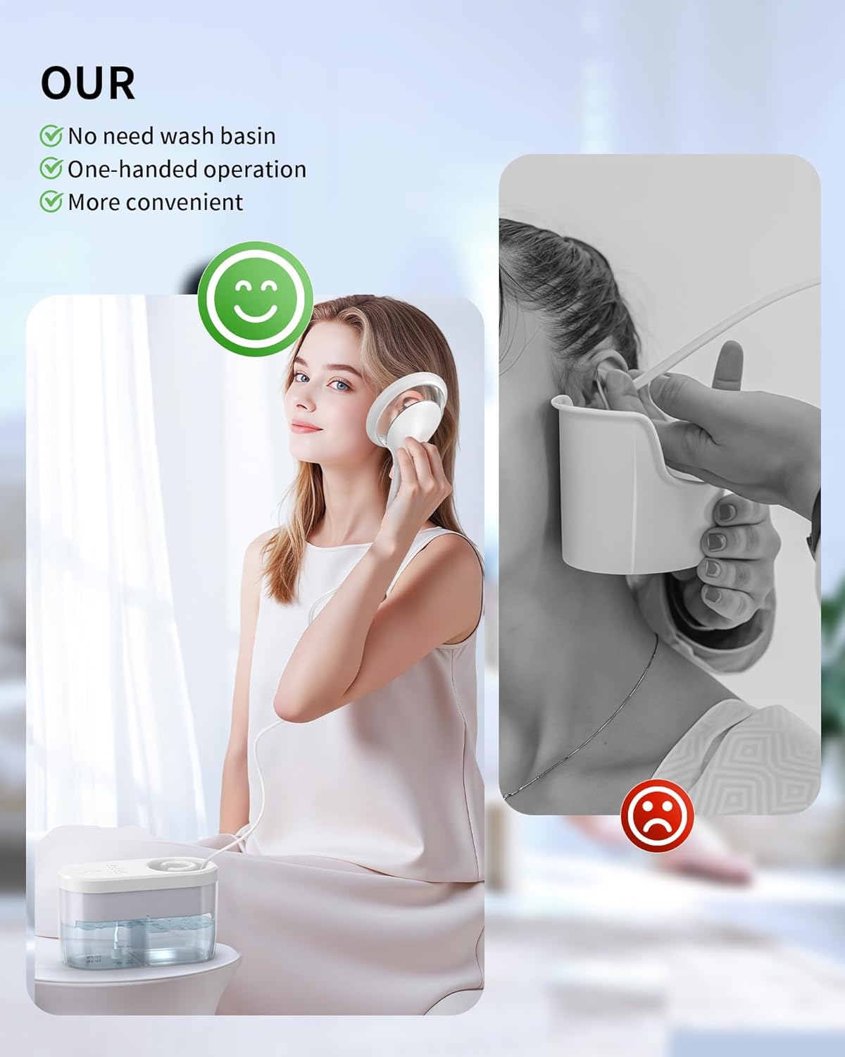 Electric Ear Wax Removal Kit - Water Powered Ear Irrigation System with Sewage Collection, 4 Clean Modes, Safe & Effective, 3 Ear Tips for Adults