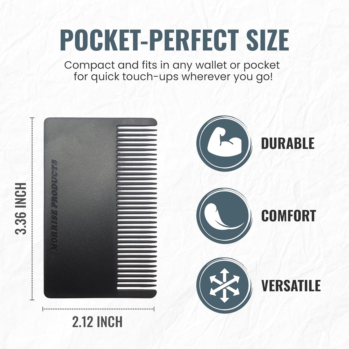 3 Pack Mini Hair & Mustache Styling Comb Kit - Anti-Static Portfolio Combs for Men's Beard Care, Grooming and Detangling - On-The-Go