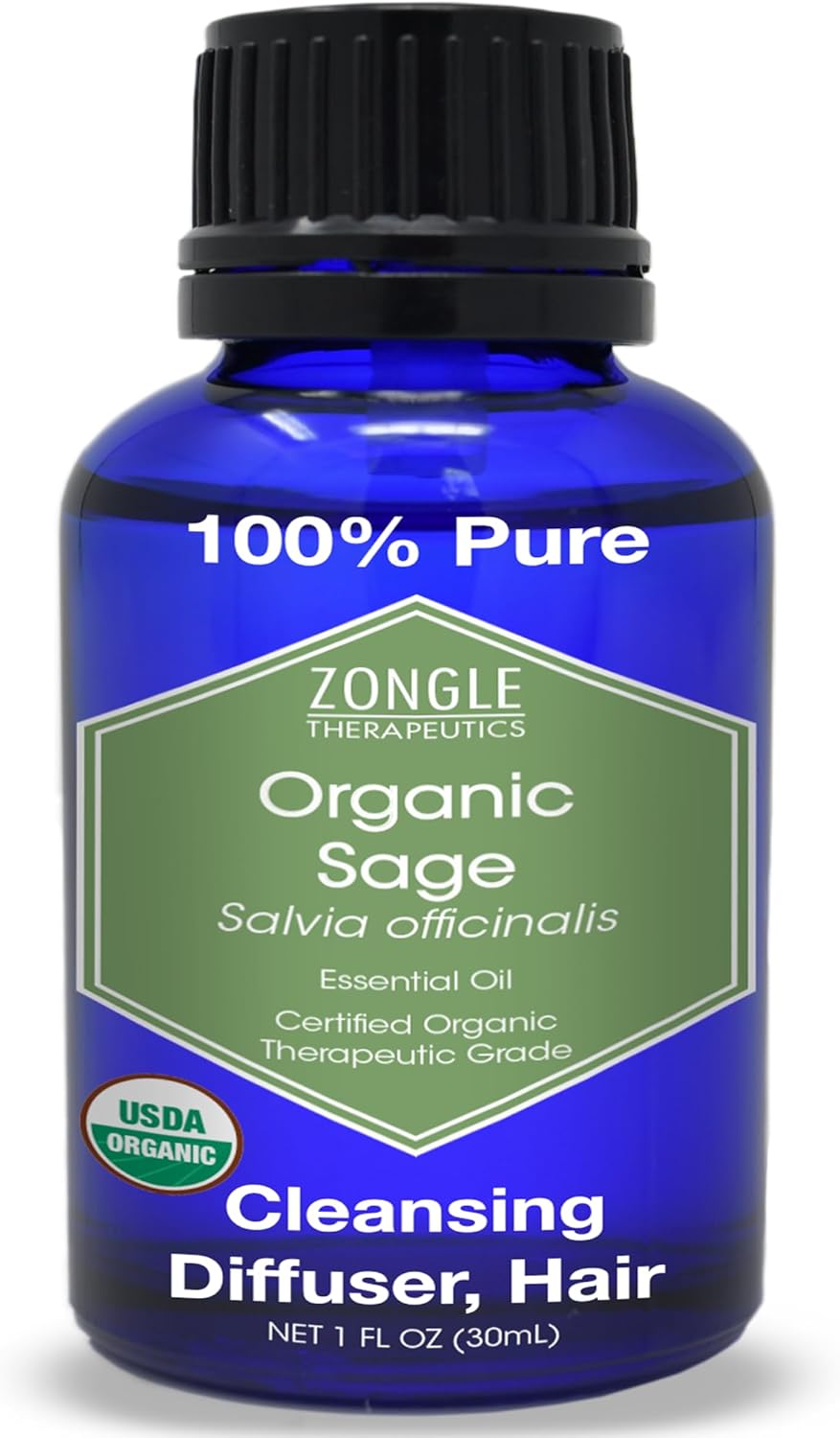 Organic, Sage Essential Oil – 100% Pure, Sage Oil, by Zongle Therapeutics, 1 OZ