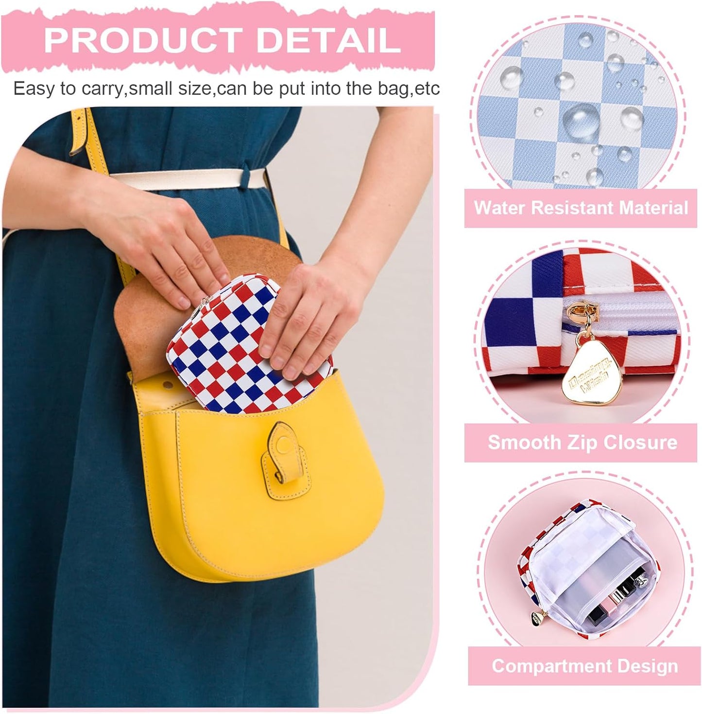 Desing Wish Period Bag Pouch Soft Cloth Sanitary Napkin Storage Bag Portable Menstrual Pad Pouches Tampon Holder for Purse First Period Kit for Girls 9-12 (Peach Plaid)