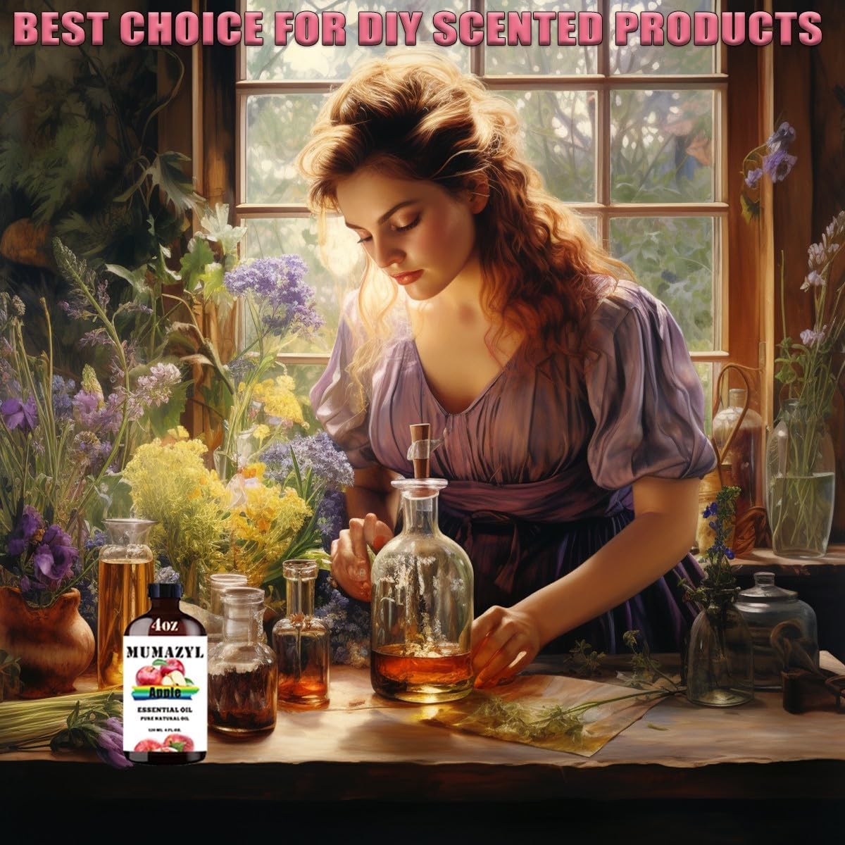 Apple Essential Oil, Apple Oil 4 Fl Oz 120ML for Diffuser Humidifier Yoga Cleaning DIY Candle Soap Making Essential Oils