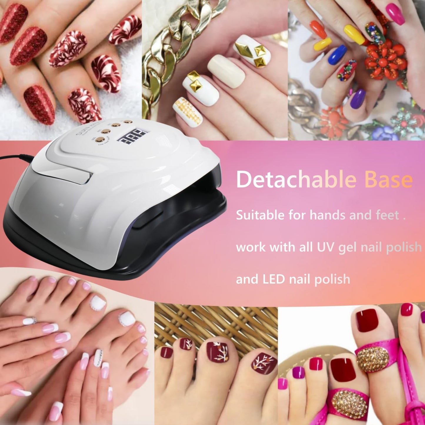 UV LED Nail Lamp with 81 Beads, 380W Nail Curing Lamps for Gel Polish with Automatic Sensor/4 Timer Setting,Led Nail Dryer, Professional Nail Art Drying Tools for Fingernail and Toenail