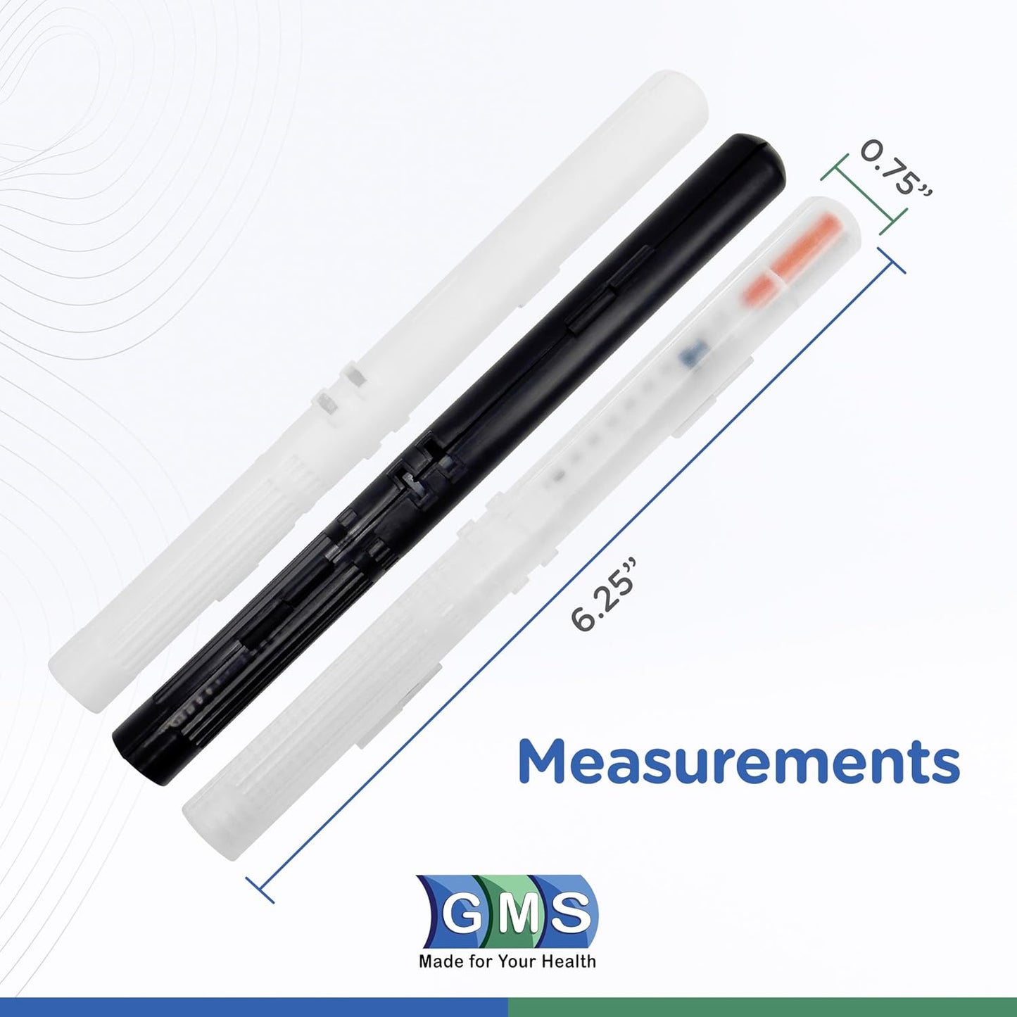GMS 60 Unit Syringe Case - Holds New, Prefilled & Used Syringes with Needles - Small & Discreet - Ideal for Travel - Sharps Container - 2 Pack - Black and Clear