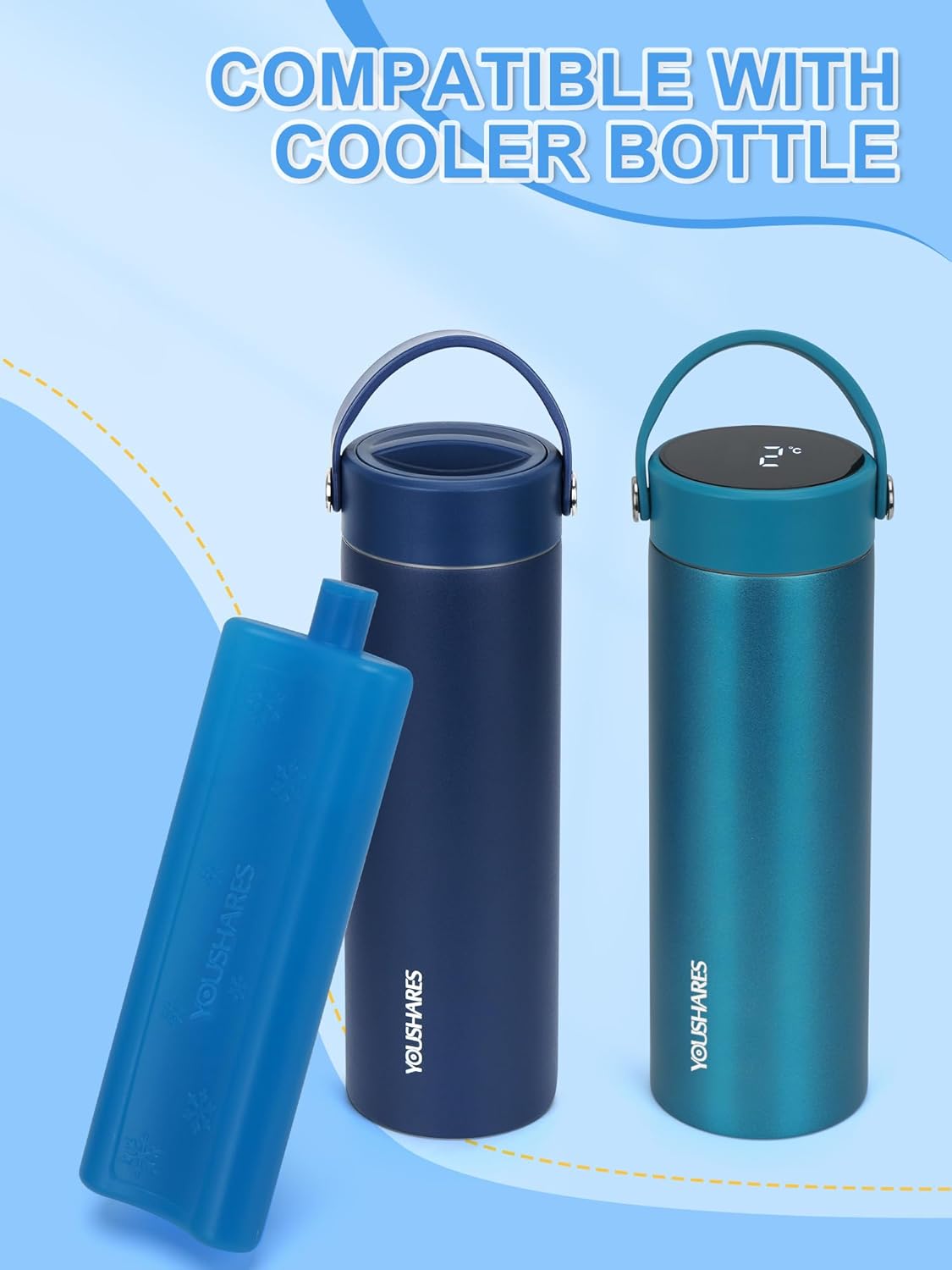 YOUSHARES Ice Pack for Insulin Cooler Travel Case, TSA Approved Freezer Ice Box for Injections, Keep Insulin Bottle Cooling 24h for Diabetic Supplies (1PCS)