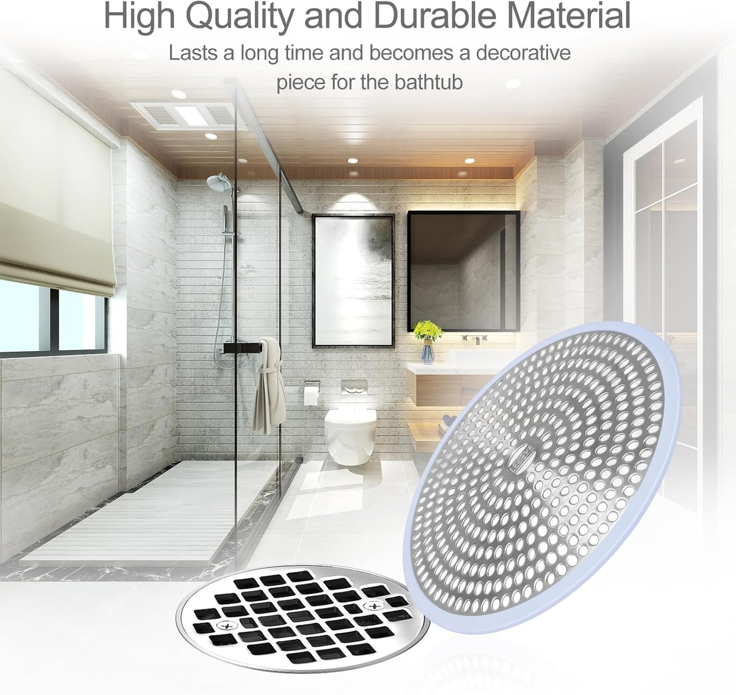 LEKEYE Shower Drain Hair Catcher | Strainer | Shower Stall Drain Cover | Bathroom Drain Protector Stainless Steel and Silicone(Light Blue)