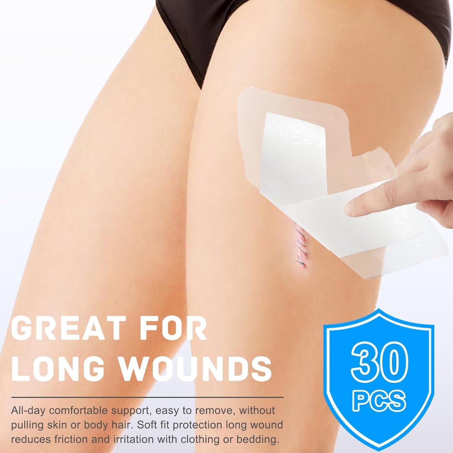 30 Pack 4"x12" Waterproof Adhesive Island Dressing for Post-Surgery Recovery | Sterile Bordered Gauze Bandages with Non-Stick Pad for Knee/Hip Replacement, Surgical Incision Care & Shower Protection