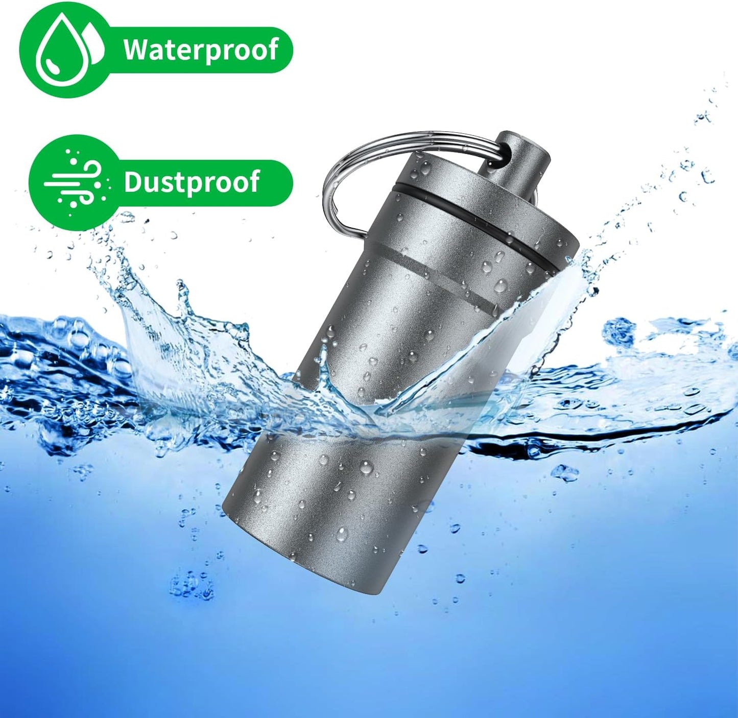 Portable Ear Plug Carrying Case, Urekt Waterproof Metal Earplug Case Keychain Container Holder(2 Pack)
