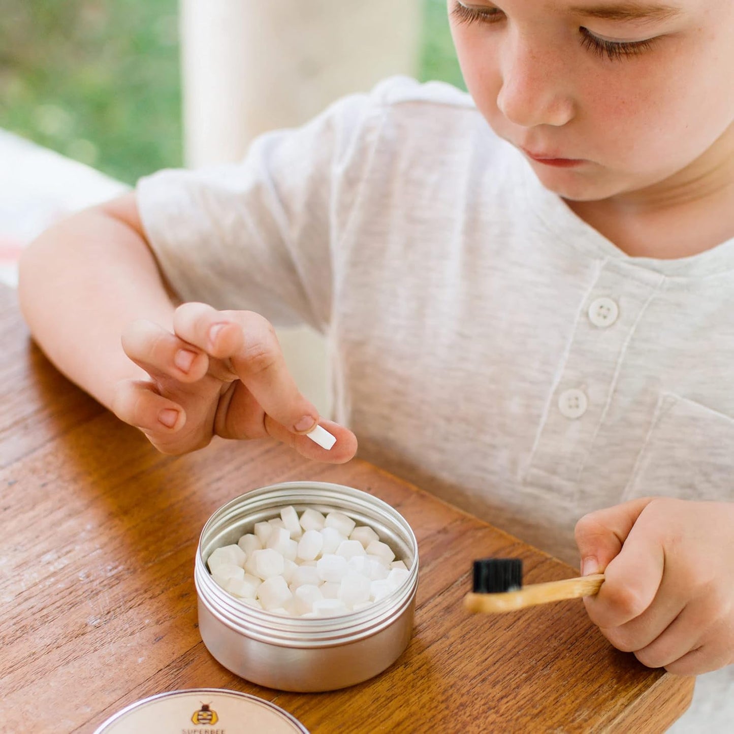 SuperBee Dentos Toothpaste Tablets, 100 Tabs, Fluoride Free & Eco Friendly, Travel Mouthwash Tablets, Sensitive Bites Kids Adults, Chewable Tablet, Spearmint