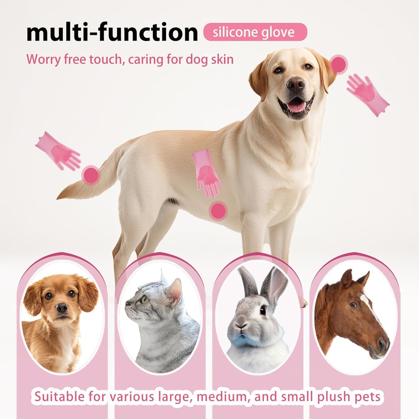 Dog Washing Gloves -Dog Bath Brush - Dog Bath Gloves - Dog Shampoo Brush - Pet Grooming Gloves -Cat Grooming Supplies_ Dog Bath Supplies(1 Pair Pink