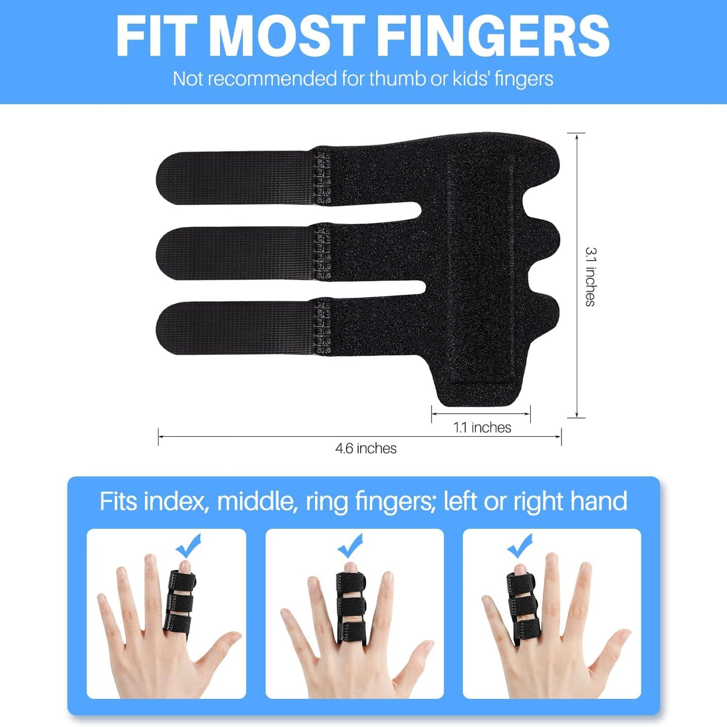 Sopito Upgraded Finger Splint and Ice Pack Sleeves for Pain Relief, Finger Protection, Straightening Arthritis, Knuckle Immobilization, Reusable Index, Middle, Ring Finger Brace