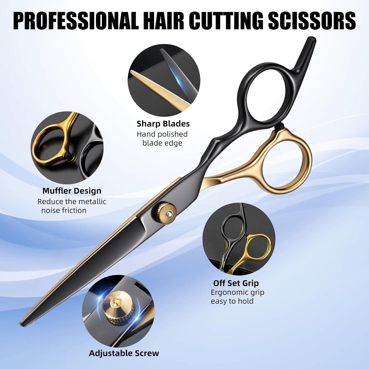 13 PCS Hair Cutting Scissors Shears Kits,Professional Haircut Scissors Kit with Cutting Scissors,6.5 Inches Hair Cutting Scissors Kit for Men/Women/Kids/Salon & Home