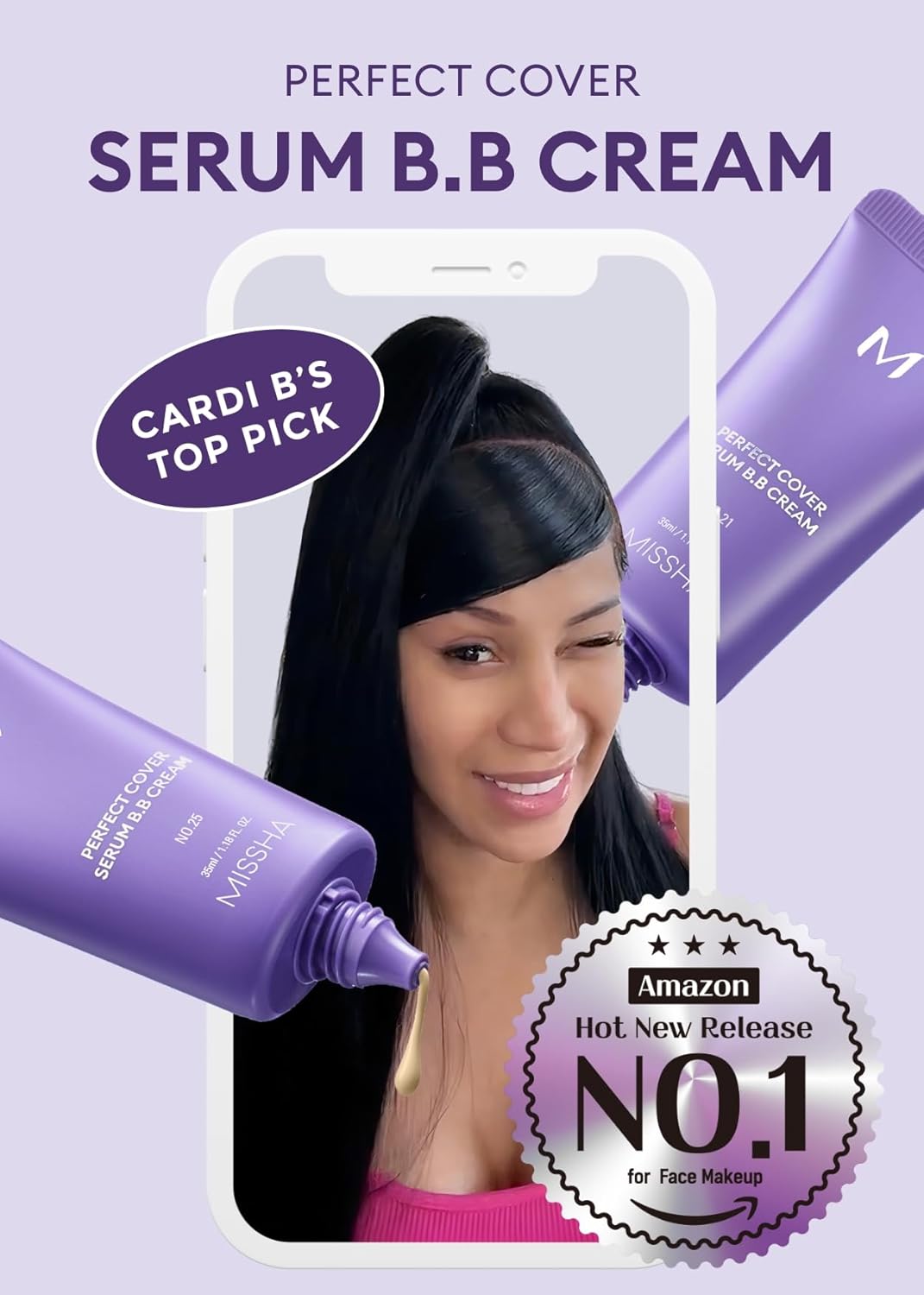 MISSHA M PERFECT COVER SERUM BB CREAM No.13 Light Fair- Fair with Cool Undertone, BB Cream by Cardi B Pick, Skin Tint, Tinted Moisturizer, Skin Care Foundation Makeup, Korean Makeup,1.18 Fl oz