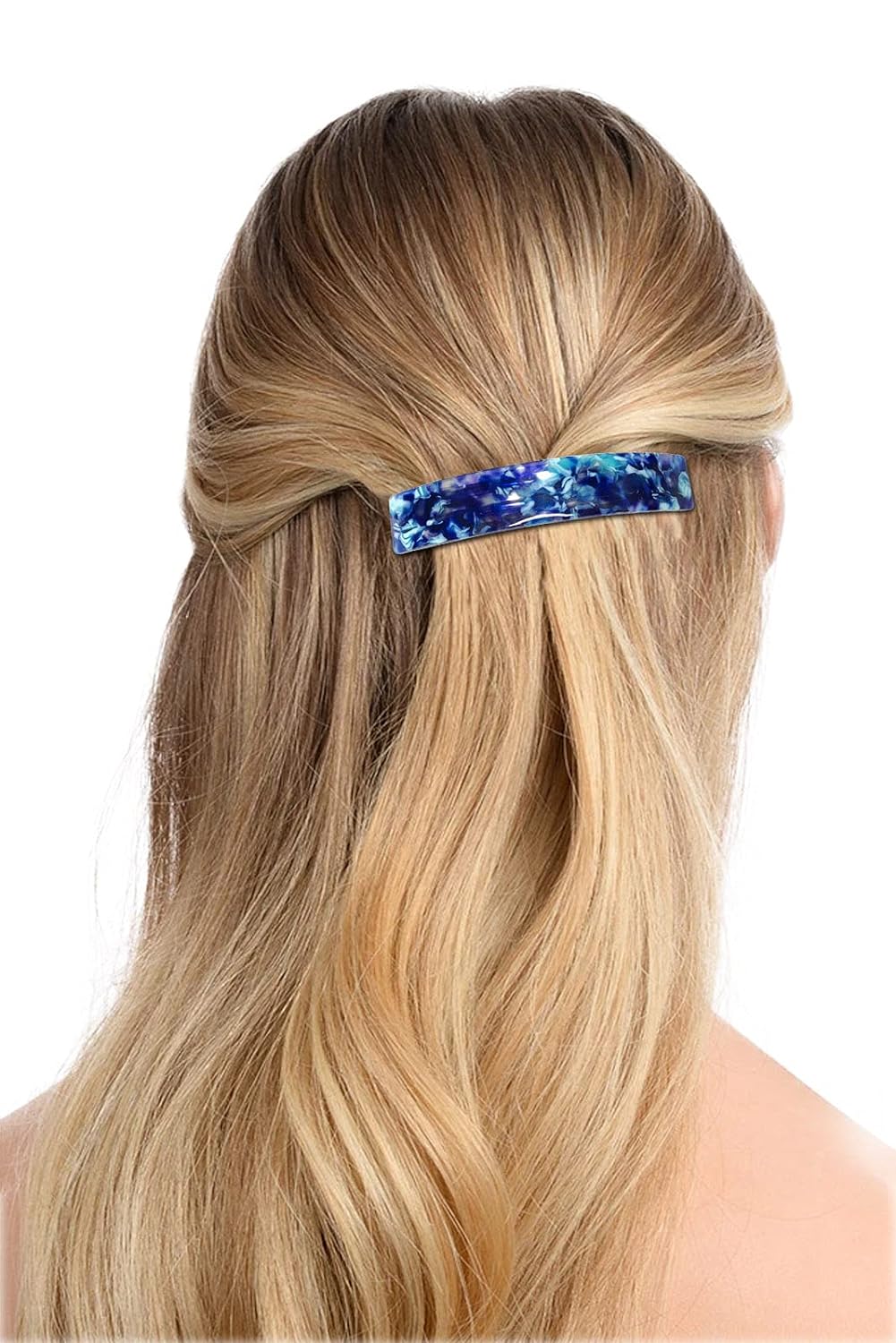 Large French Barrettes for Women Fine Thick Hair, Classic Tortoise Shell Hair Clips Wide Curved Celluloid Ponytail Holder Clamp Fashion Hair Accessories Automatic Clasp Hairgrips 3 Pack