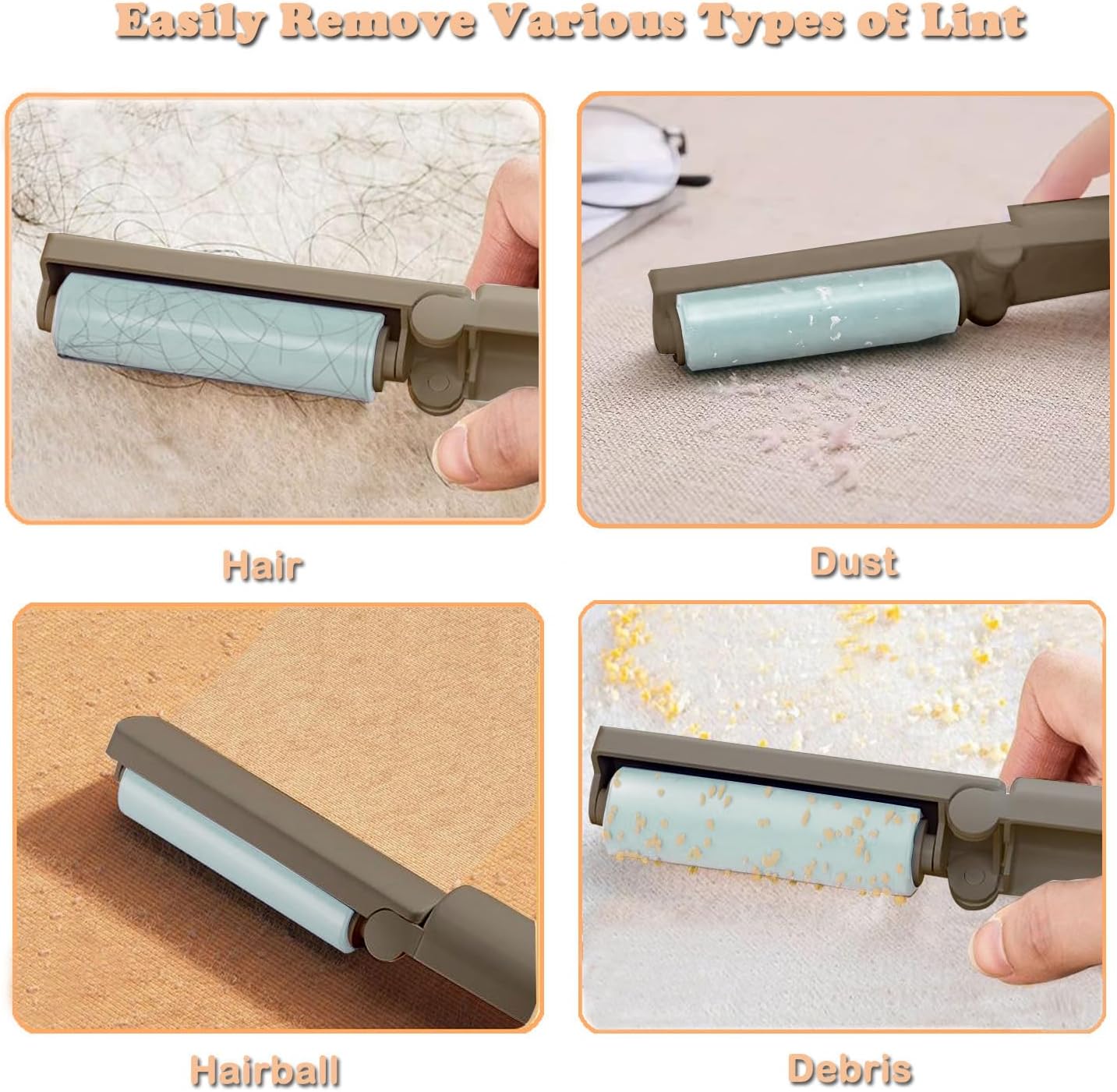 Mini Reusable Lint Roller for Travel, 8 Pack Washable Foldable Lint Remover with Sticky Gel, Portable, Compact and Easy to Clean for Clothes and Luggage Use