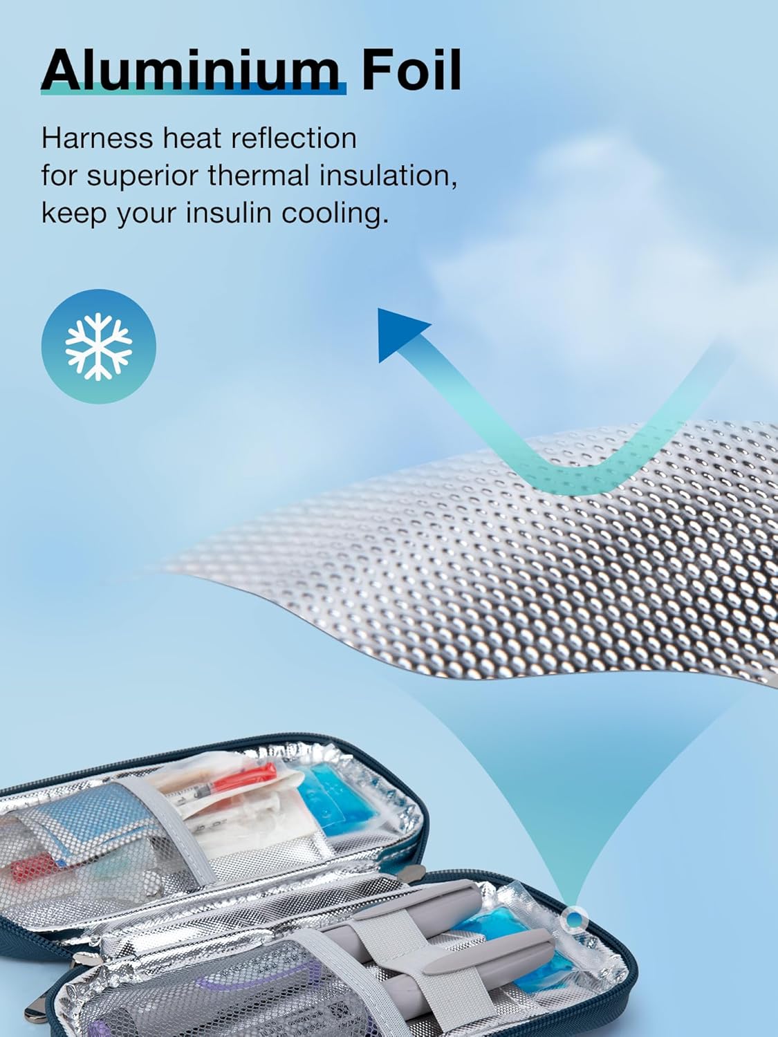 Insulin Cooler Travel Case, Insulin Pen Cooler, TSA Approved, Camellia Blue, Floral