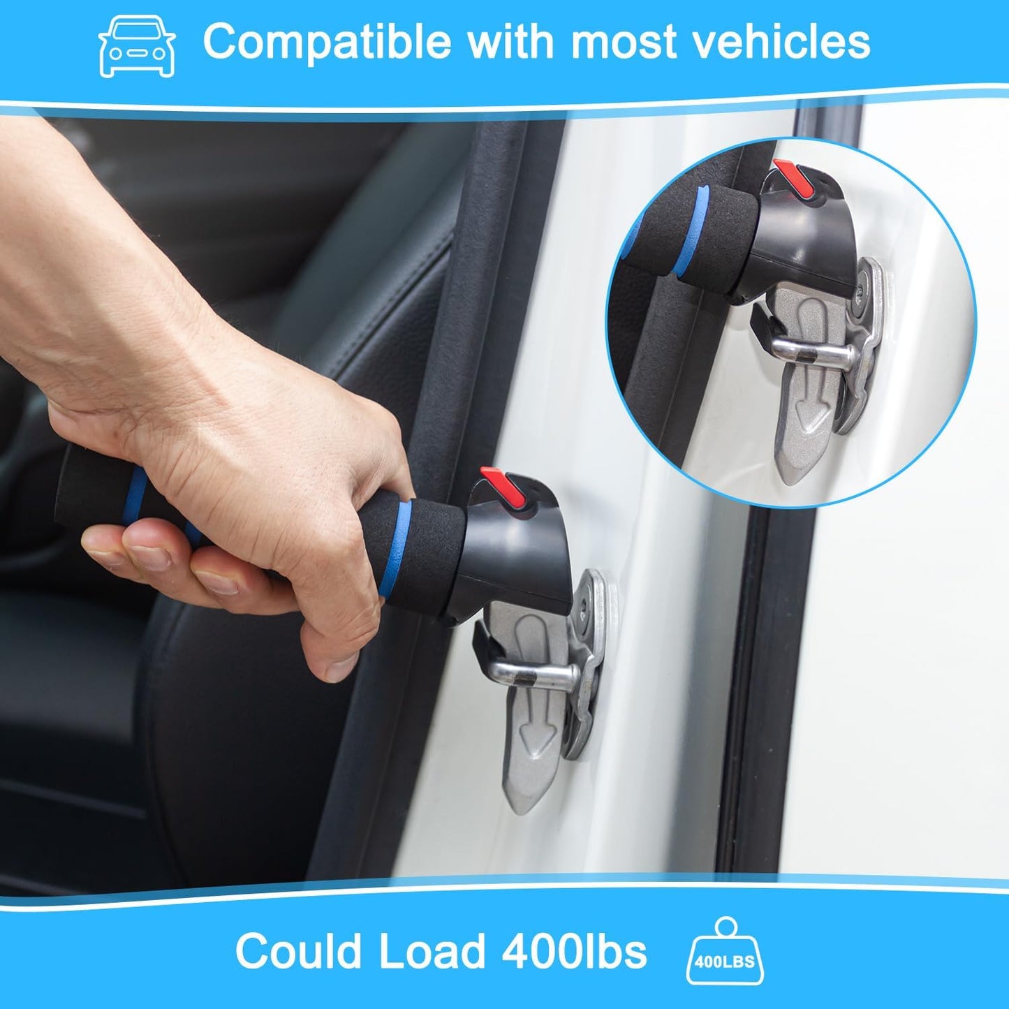 EVEME 2 Pack Car Door Handle for Elderly Car Handle Assist Support Multifunction Door Latch for Seniors and Handicapped