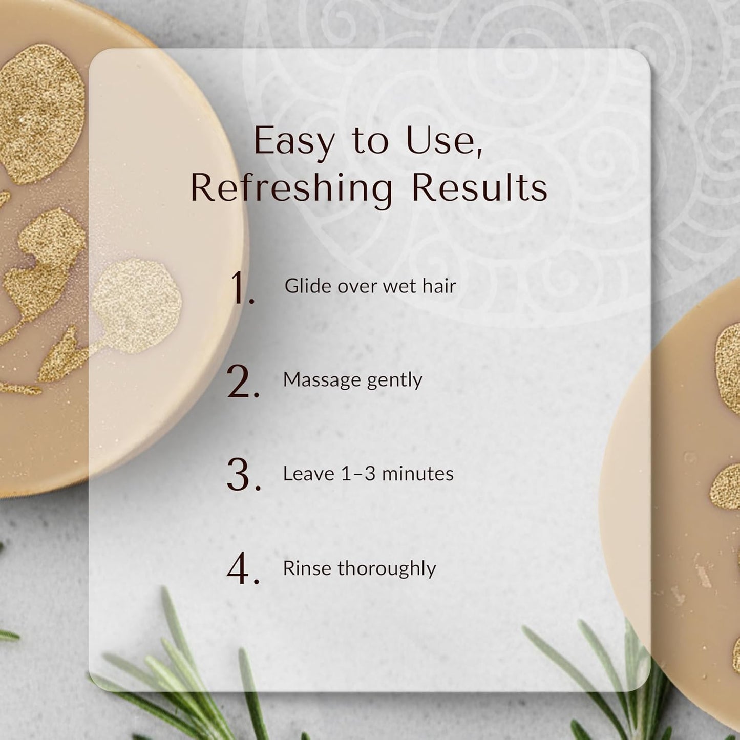 NATÚ BOTANICALS Revitalizing Hair Conditioner Bar – Rosemary & Tea Tree - Hydrating Conditioner for Dry & Frizzy Hair - Deeply Nourishes & Detangles - Supports Healthy Hair Growth - Zero-Waste