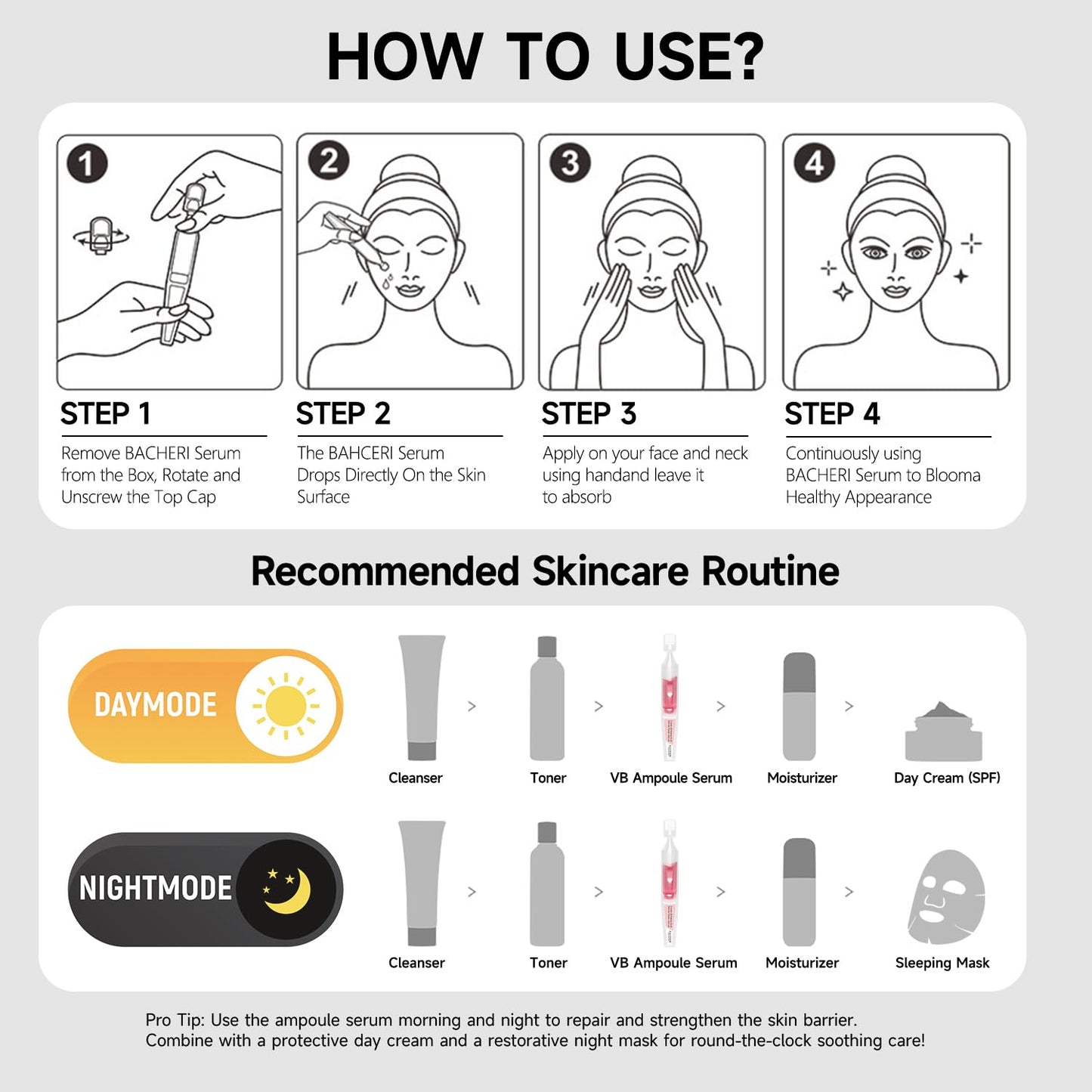 Vitamin B Amino Acid Barrier Support Face Serum - Preservative-Free Ampoule with B12, Hyaluronic Acid and Glutathione for All Skin, Especially Sensitive, Dry and Fragile Skin (1.5ml)30 Vials