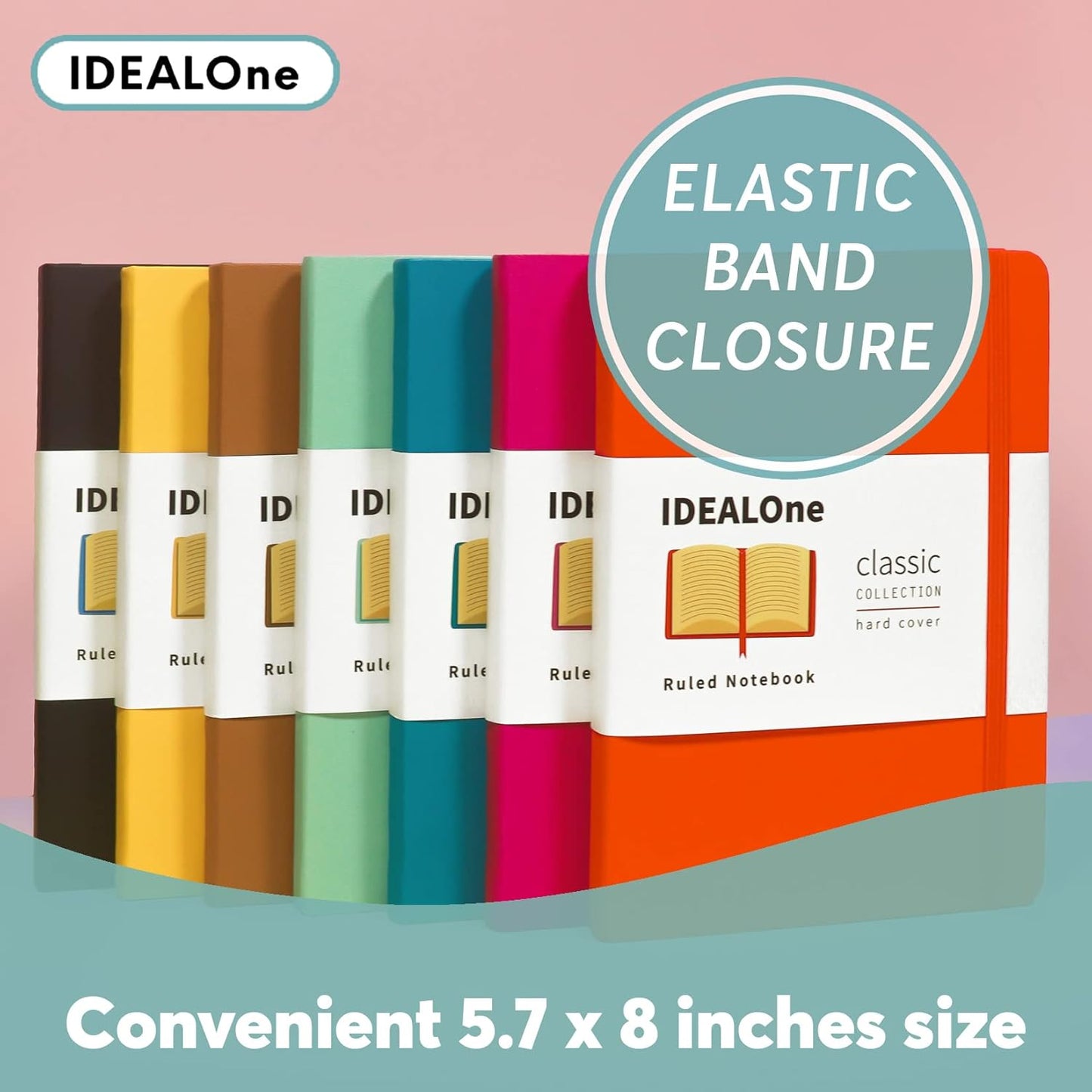 IDEALOne Hardcover Journal Lined–A5 (5.7x8) small notebook, College Ruled Journaling Notebooks,160 pages, 100GSM Thick Paper, Journal for Women, Men, Teens - Black