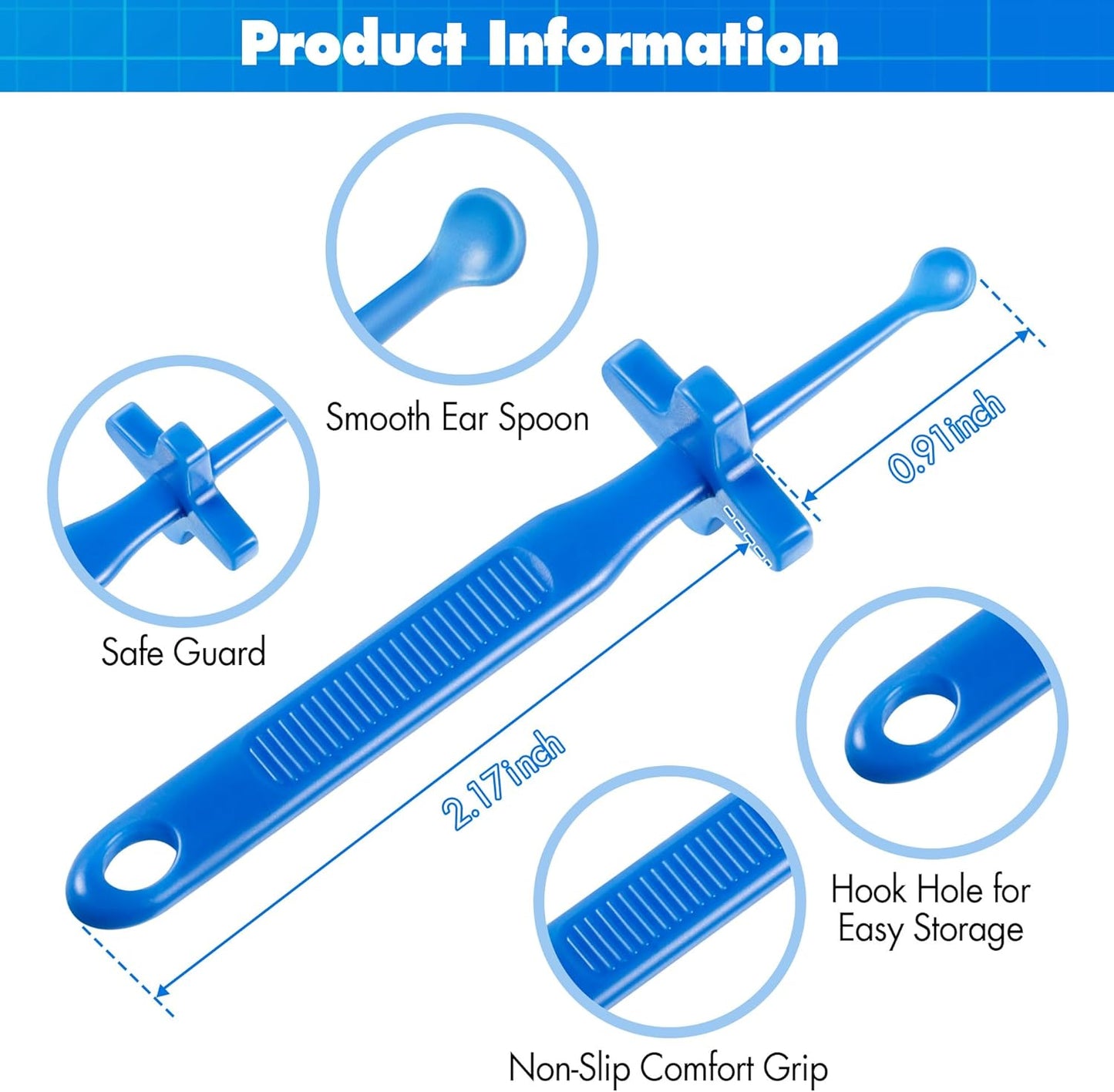 Feekoon 2 Pack Ear Wax Removal Tool, Cleaning Scoop Tool with Safe Guard, Reusable Plastic Ear Care Product for Earwax Removal