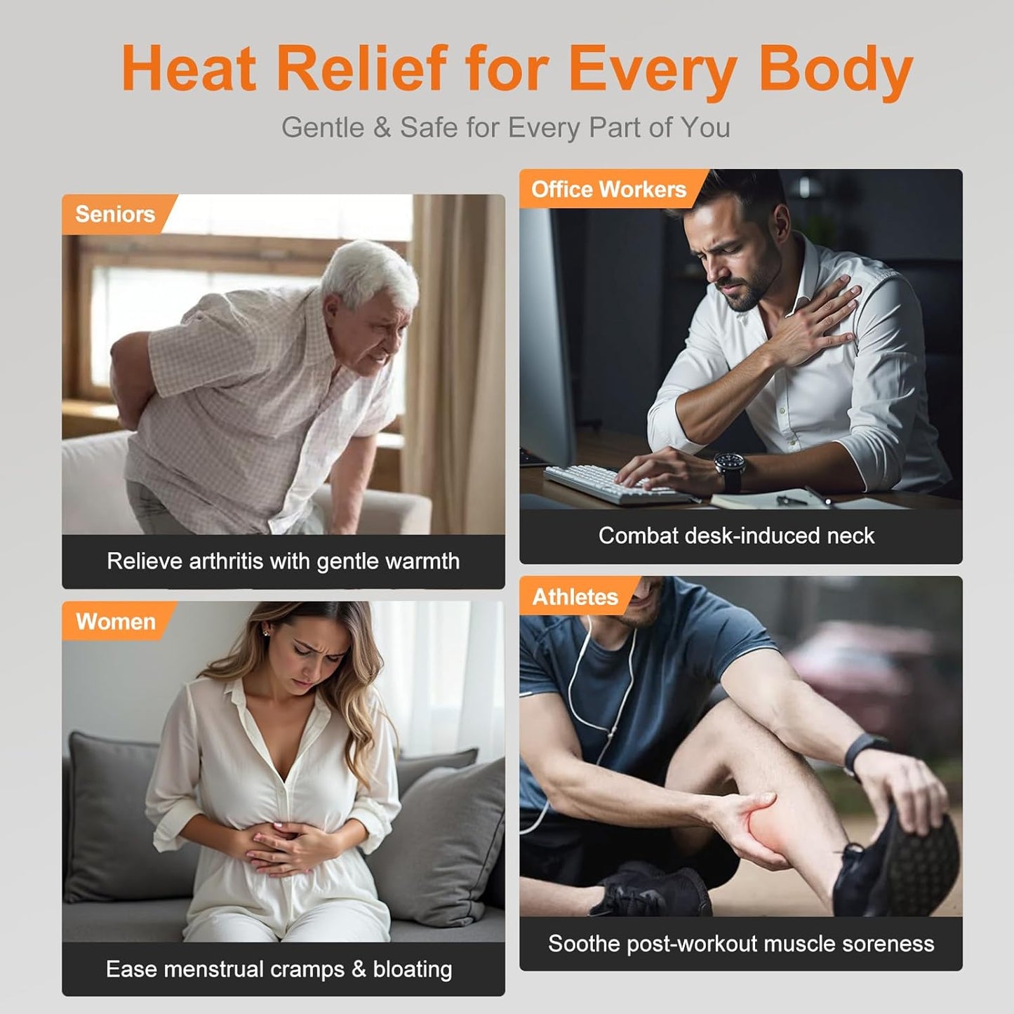 Weighted Heating Pad for Back & Cramps Relief, 17" x 33" Extra Large Electric Heat Pad with Waist Belt for Neck Shoulders