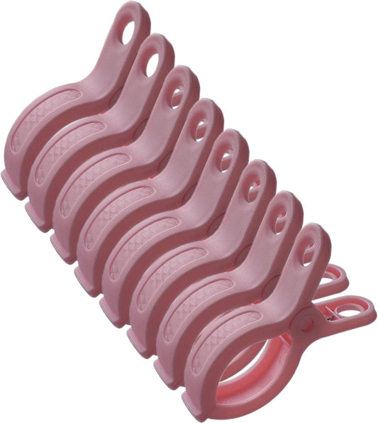 Plastic Clothes Pins Spring Clips Heavy Duty Laundry Clothespins Beach Towel Clips Clothes Pins Air-Drying Clothing Pin ,Set of 8 (Pink)