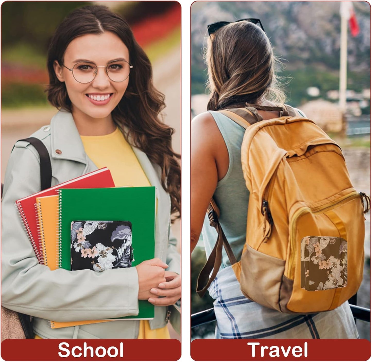 Desing Wish Sanitary Pad Storage Bag Portable Period Bag for Teen Pads/Sanitary Napkins/Small Tampons, Sanitary Napkin Storage Bag First Period Gifts for Teen Girls (Flower)