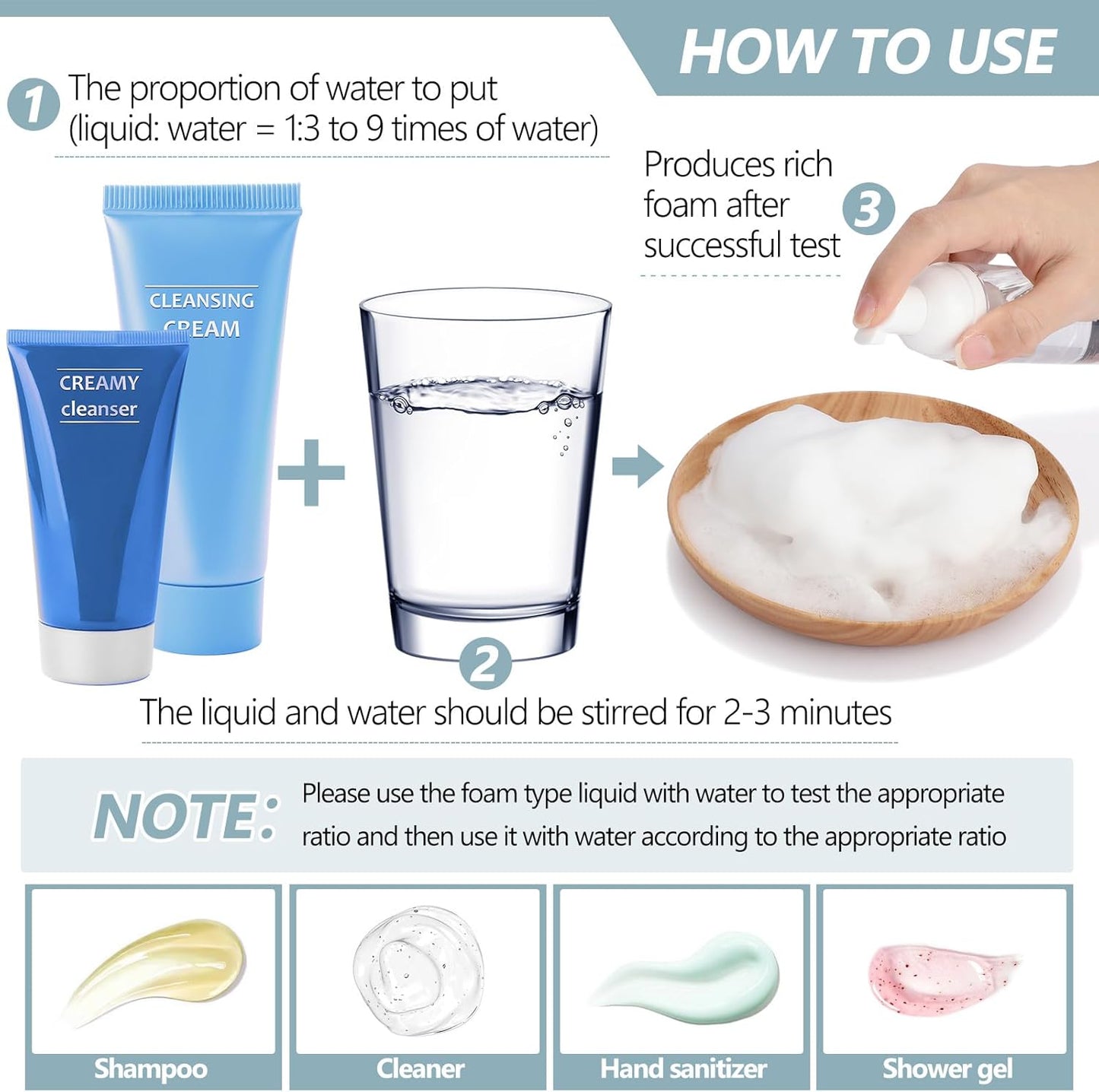 Dandat 120 Pcs 2 oz Plastic Foam Soap Dispensers Bulk Refillable Foaming Pump Bottle Empty Mini Shampoo Lash Cleaning Bottles for Travel Cosmetics Hand Soap(Clear)