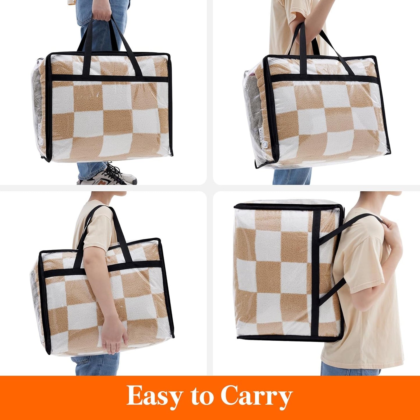 Lifewit 4 Pack Clear Clothes Storage Bags, 40L Plastic Blanket Storage Bag, Vinyl Foldable Moving Bags with Zipper, Closet Organizers and Storage Containers for Bedding, Duvet, Comforter