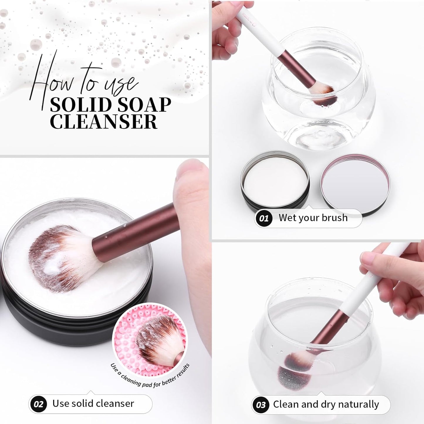 DUcare Makeup Brush Cleaner Shampoo Soap Solid Brush Cleaning Mat Removes Cosmetic Color Brush Cleaner Pad for Cleaning Makeup Sponges Brushes