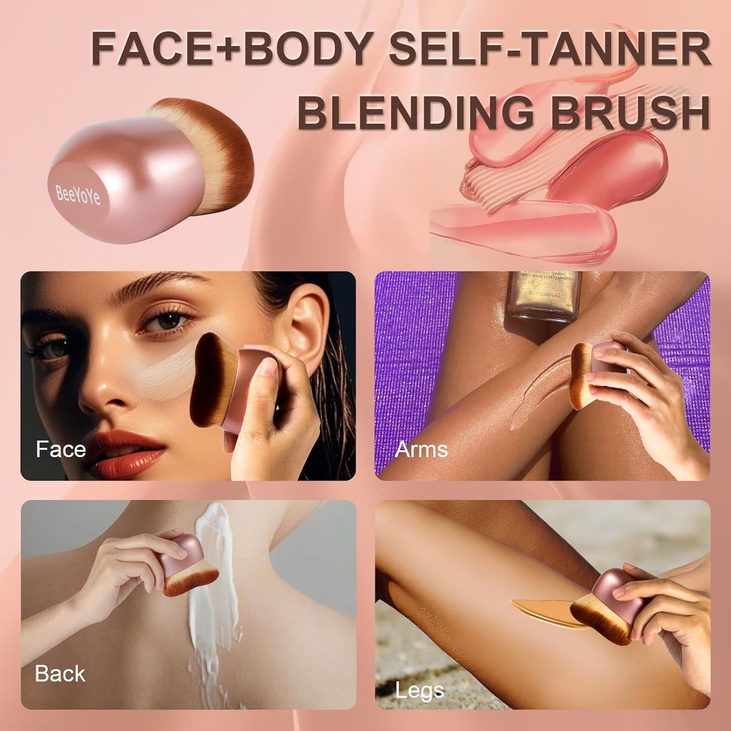 Extra Large Body Makeup Brush for Self Tanner,75mm Wide-headed Body Coverage Applicator for Tattoo Cover up Makeup, Oval Face Leg Makeup &Body Bronzer Brush,Kabuki Blending Brush for Tanning Lotion