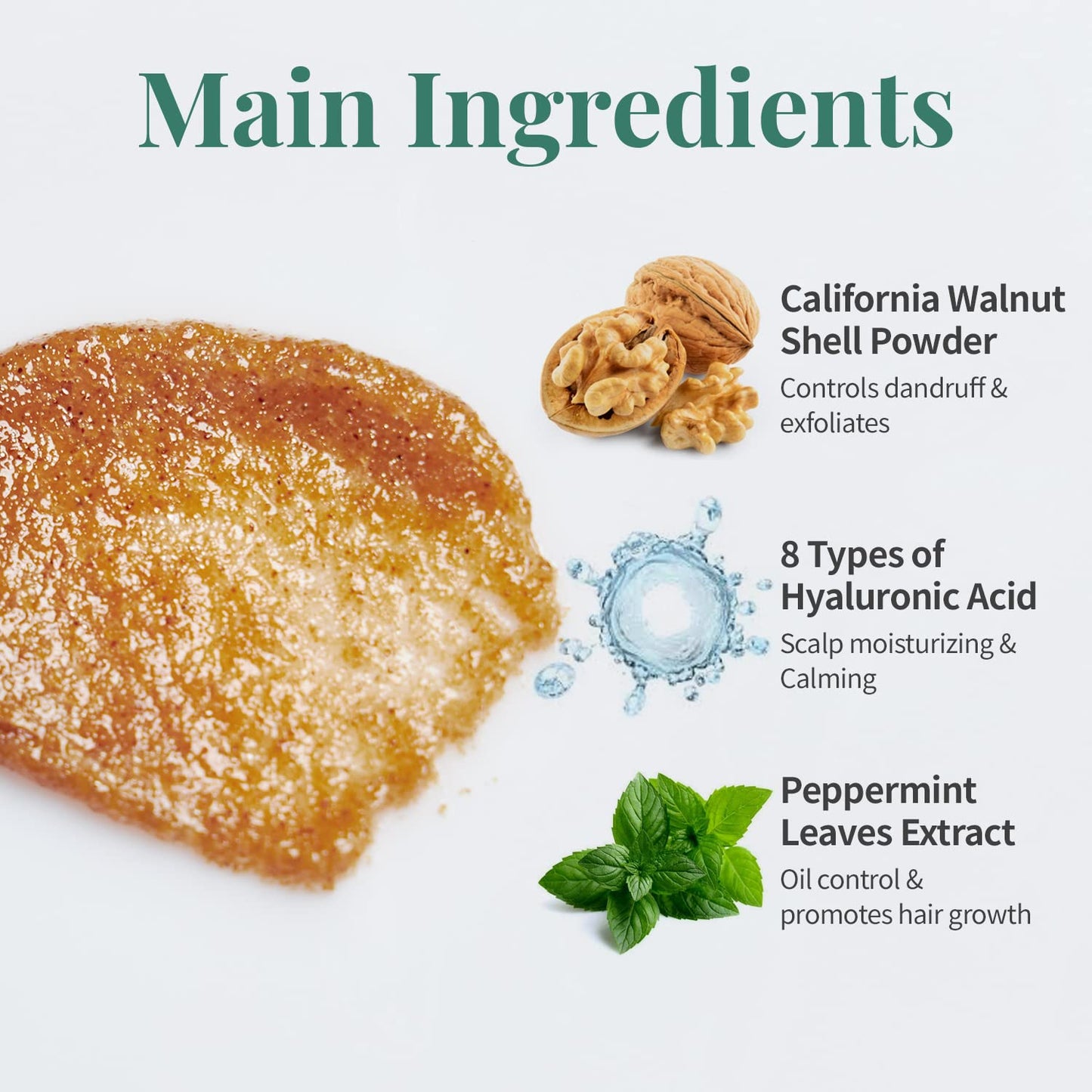 PLU Korean Therapy Scalp Scaling Scrub with Silicone Scalp Massager Brush - Walnut Scalp Scrubber Gel for Oily Scalp and Dandruff - Scalp Exfoliating & Deep Cleansing Combo Set