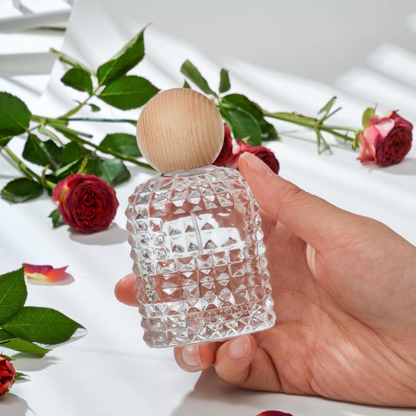 50ml/1.7 Oz Glass Spray Bottle Perfume Atomizer,Perfume Travel Refillable Spray Bottle Empty with 3 Kinds of Dispenser (A1)