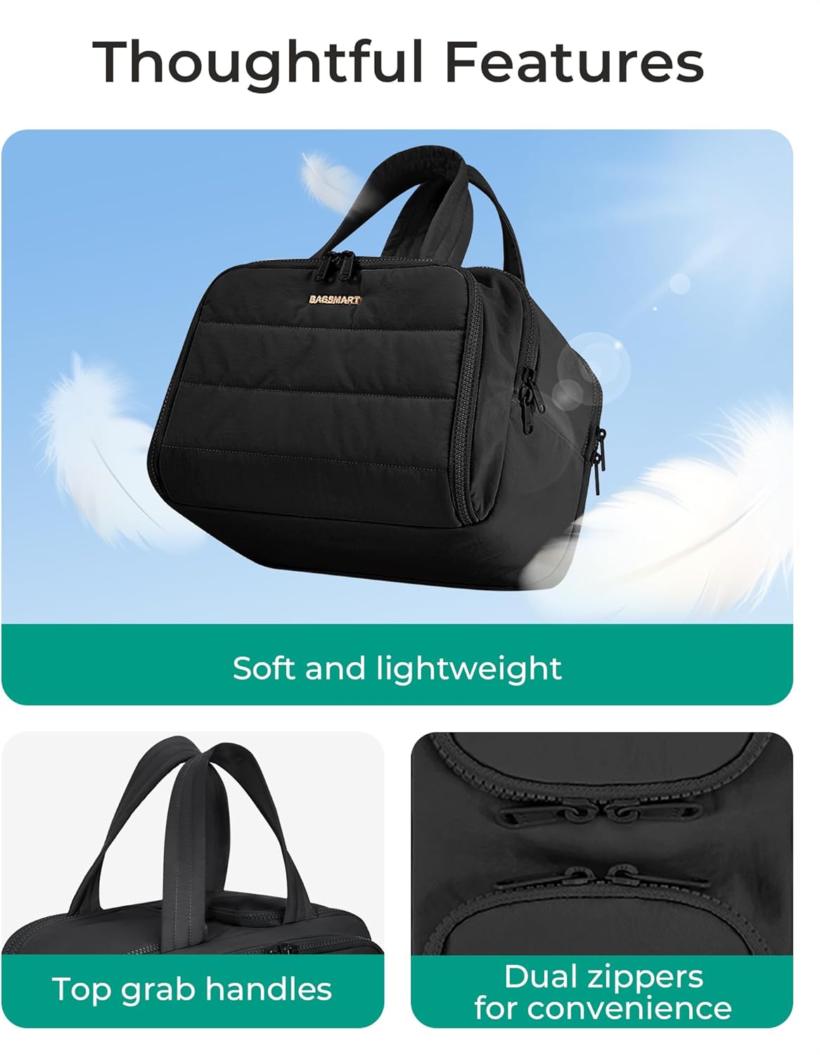 BAGSMART Travel Toiletry Bag, Puffy Toiletry Bag for Women, Wide-open toiletry bags for traveling, Large Travel Cosmetic Makeup Bag Organizer for Accessories,Toiletrie (Dark Purple)