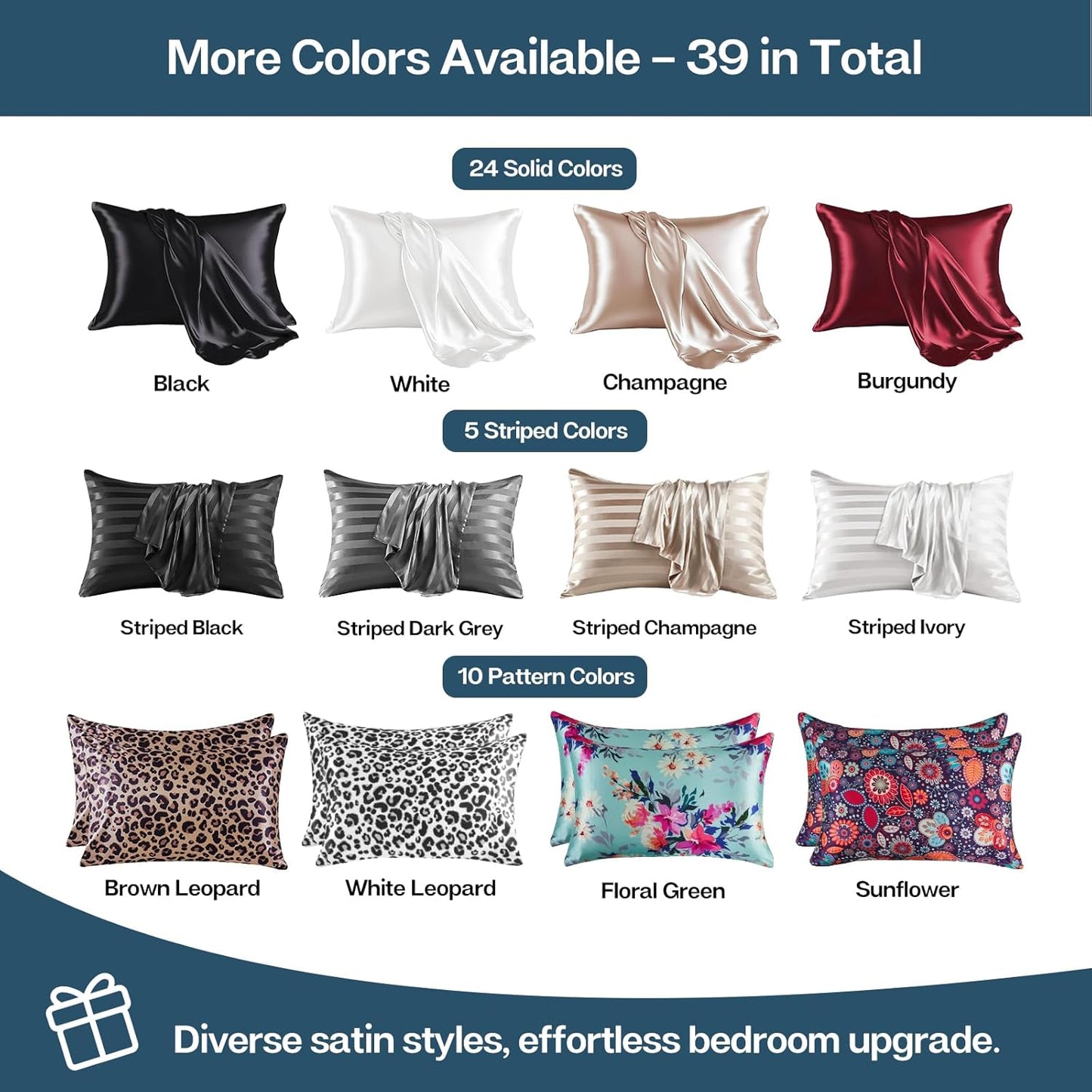 MR&HM Satin Pillowcase for Hair and Skin, Silk Satin Pillowcase 2 Pack, King Size Pillow Cases Set of 2, Silky Pillow Cover with Envelope Closure (20x40, Teal)