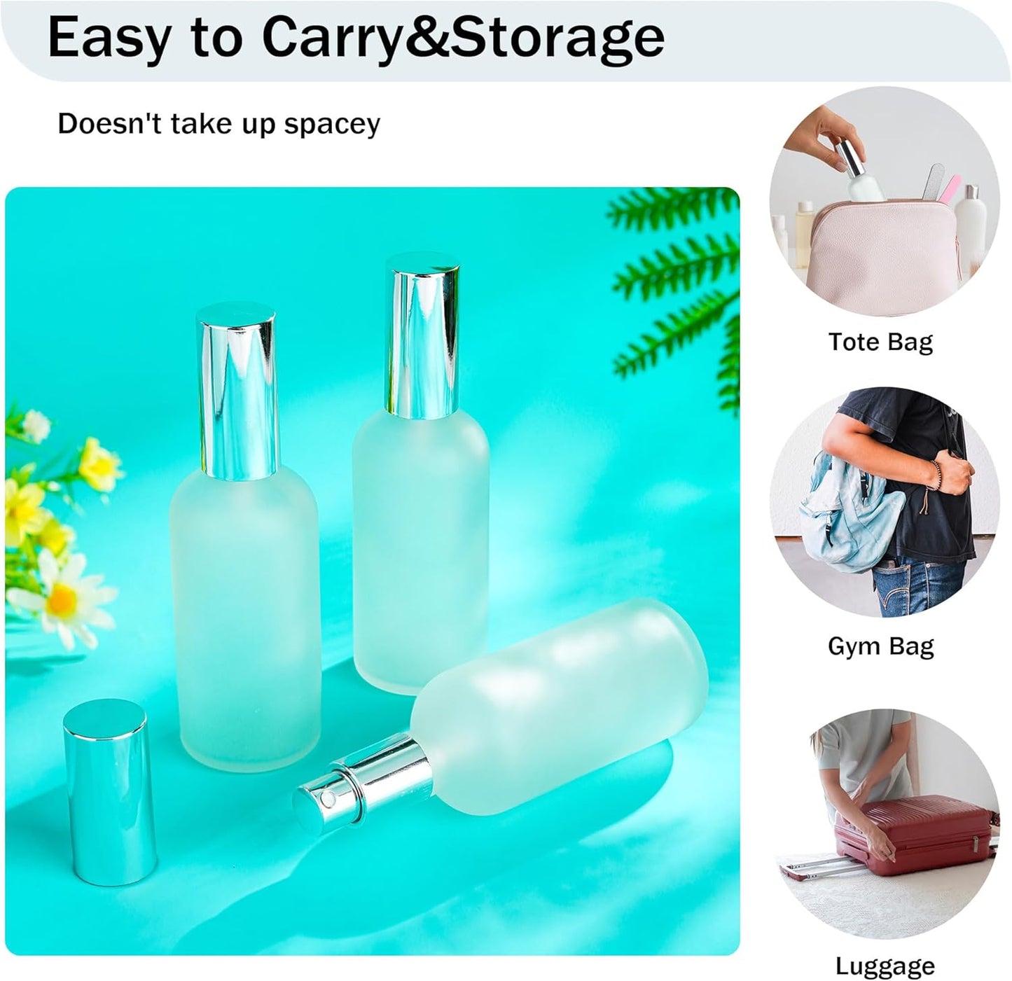 YU FENG Perfume Bottles Empty Glass Refillable Atomizer 3 Pack 100ml/3.4oz