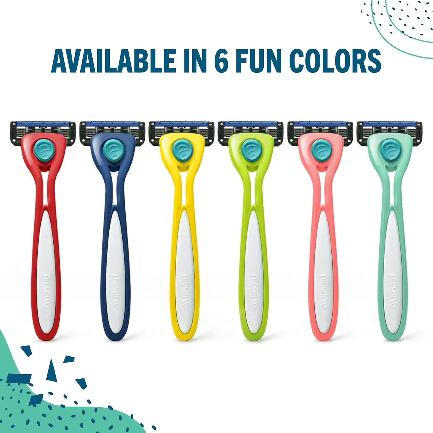 Preserve Shave 5 Five Blade Refillable Razor, Made from Recycled Materials, Coral Pink