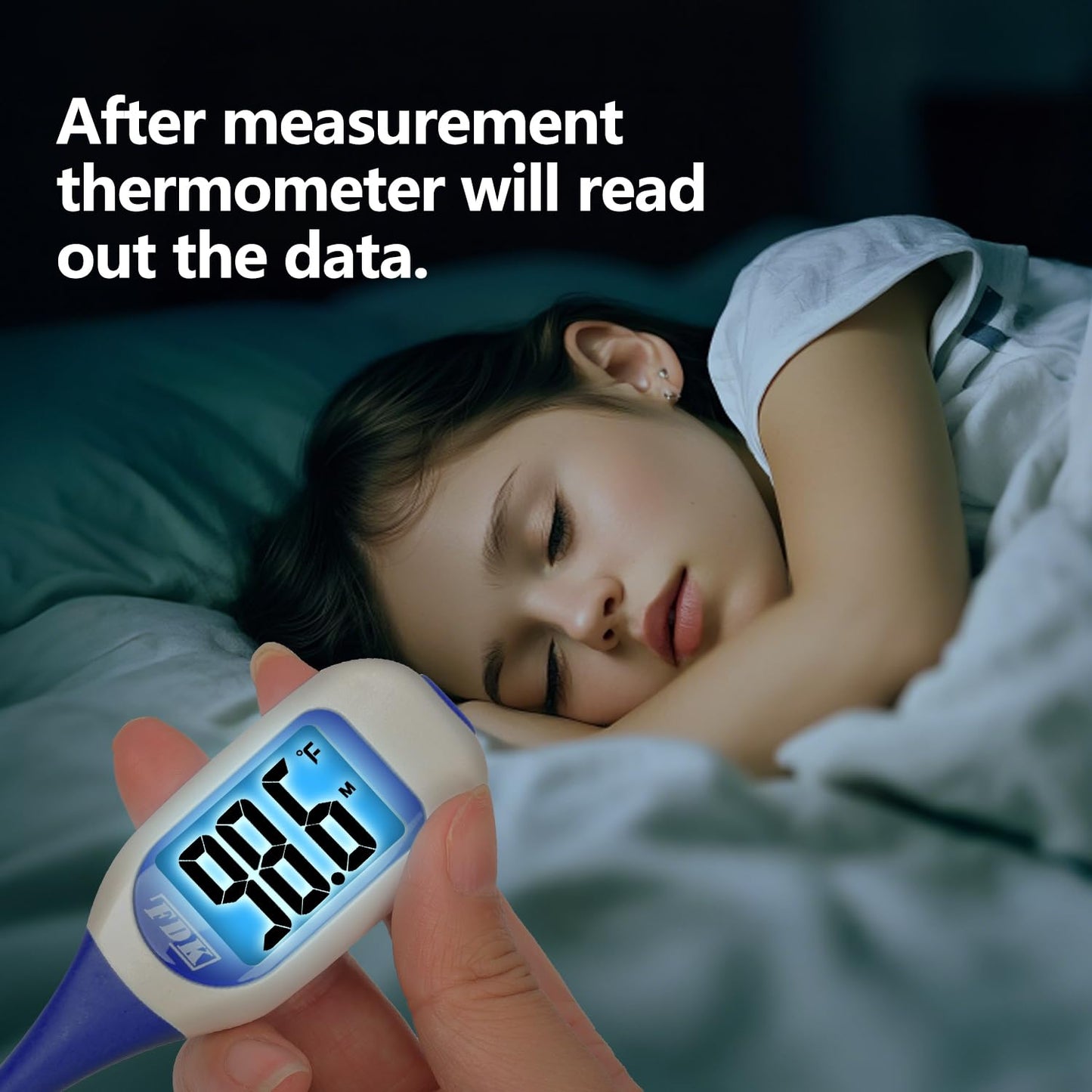 Large LCD Screen Digital Thermometer for Fever, 10 Seconds Fast & Accurate Readings, Large LCD Dual Color Backlight Flexible Tip Ideal for Adults Kids and Babies