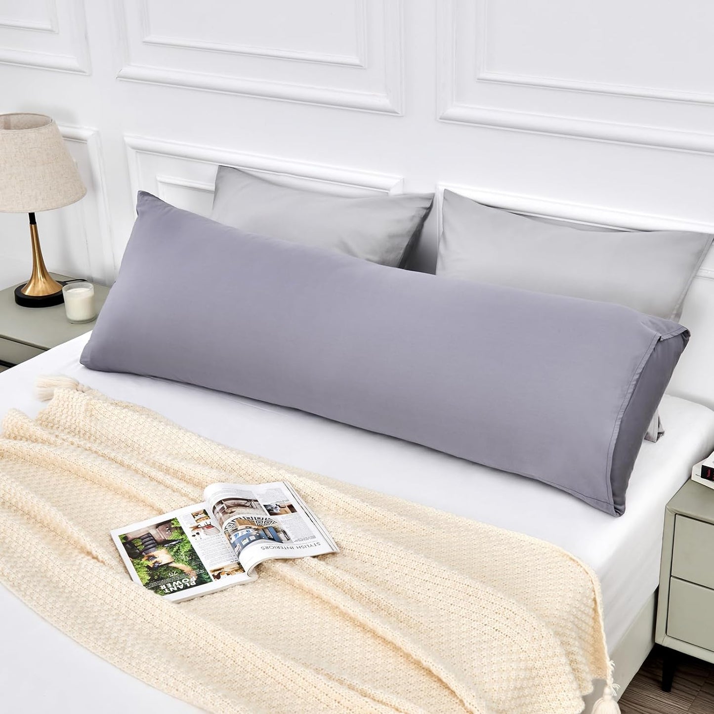 Warmstar Cotton Body Pillow Cover 1 Pack, 600 Thread Count Body Pillow case 20"x54", Long Body Pillow Case Cover Soft Breathable with Envelope Closure,Lavender