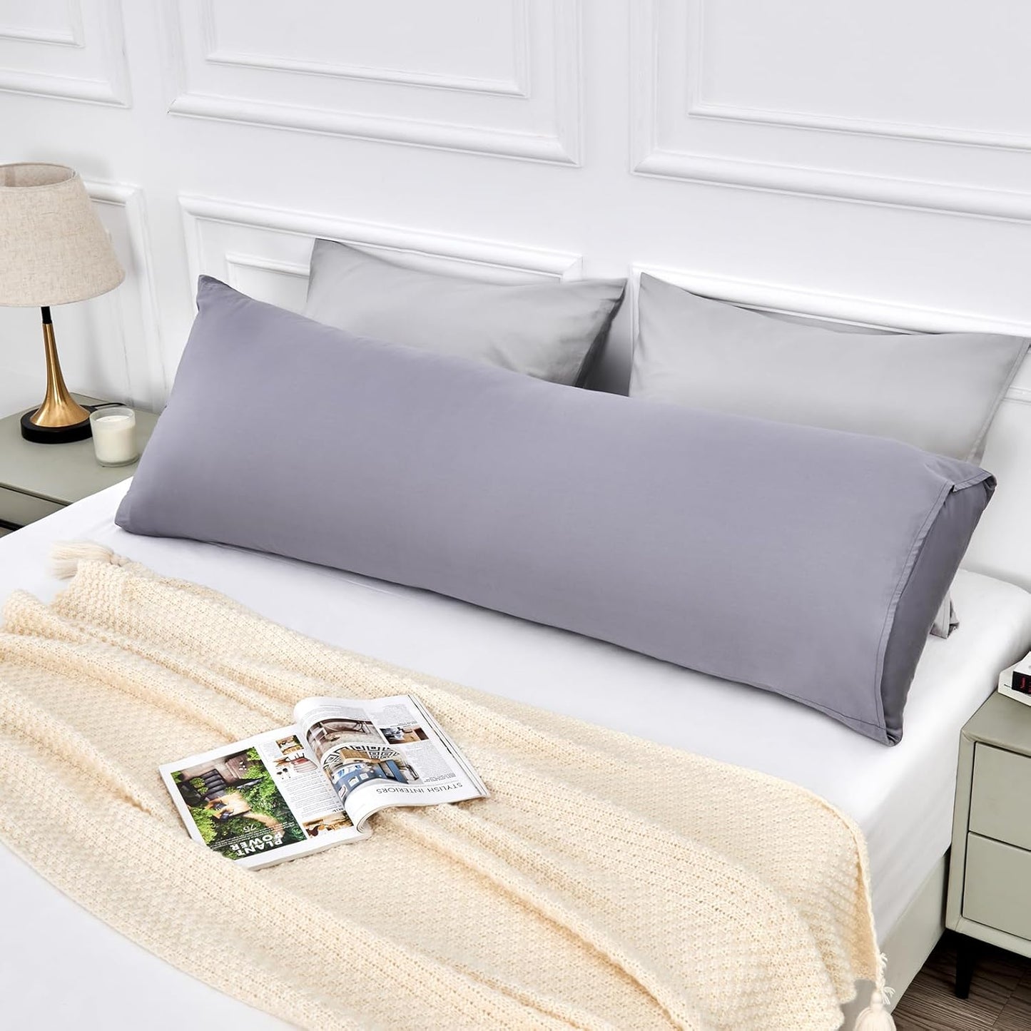 Warmstar Cotton Body Pillow Cover 1 Pack, 600 Thread Count Body Pillow case 20"x54", Long Body Pillow Case Cover Soft Breathable with Envelope Closure,Champagne